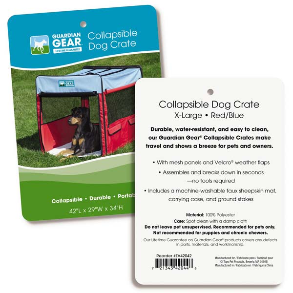 Collapsible Dog Crate Portable Pet Travel Colorful Mesh Panel Window Choose Size (XLarge 42”L x 29”W x 34”H (Red/Blue))