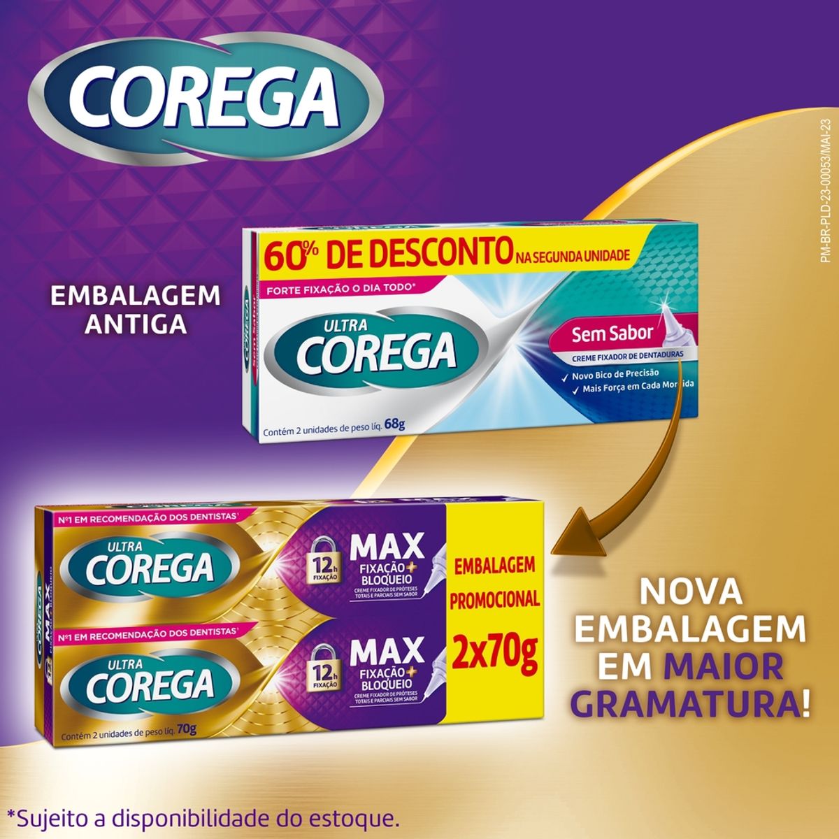 Kit Ultra Corega Creme Max Fixacao Mais Bloqueio Fixador De Protese Com 2 Unidades de 70g