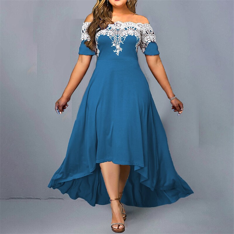 Women's Plus Size Party Dress Floral Off Shoulder Short Sleeve Winter Fall Elegant Formal Maxi long Dress Party Evening Party Dress