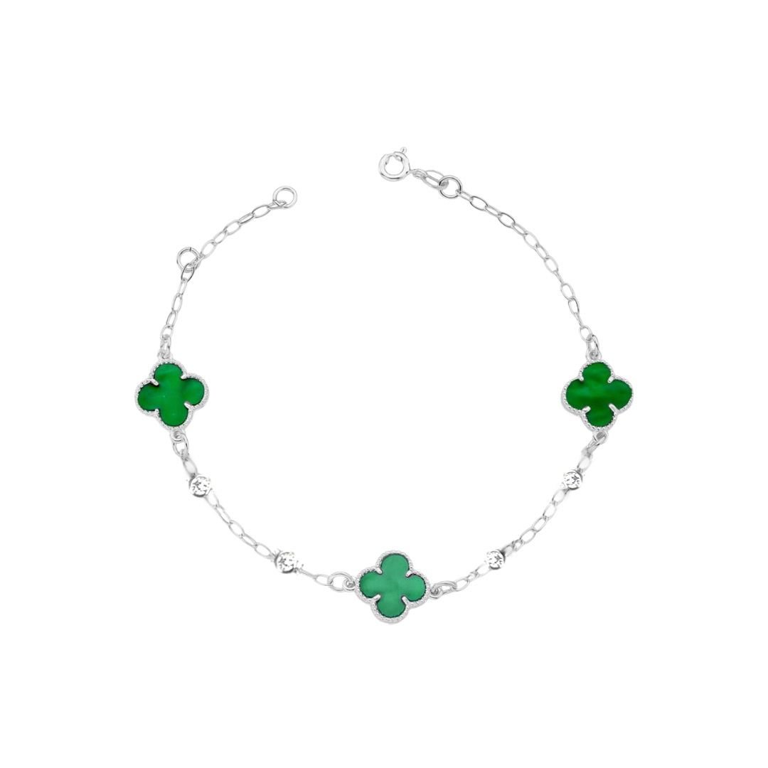 Pulseira Pedra Agatha Verde  C/ Zircônia (Inspiração Van Cleef & Arpels) Dupla Face