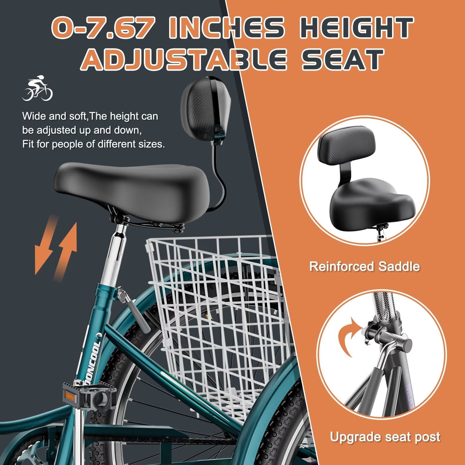 Lilypelle Adult Tricycles 7 Speed 20/24/26 Inch Three Wheel Bike Cruiser Trike with Low-Step Through Frame/Large Basket for Men， Women， Seniors