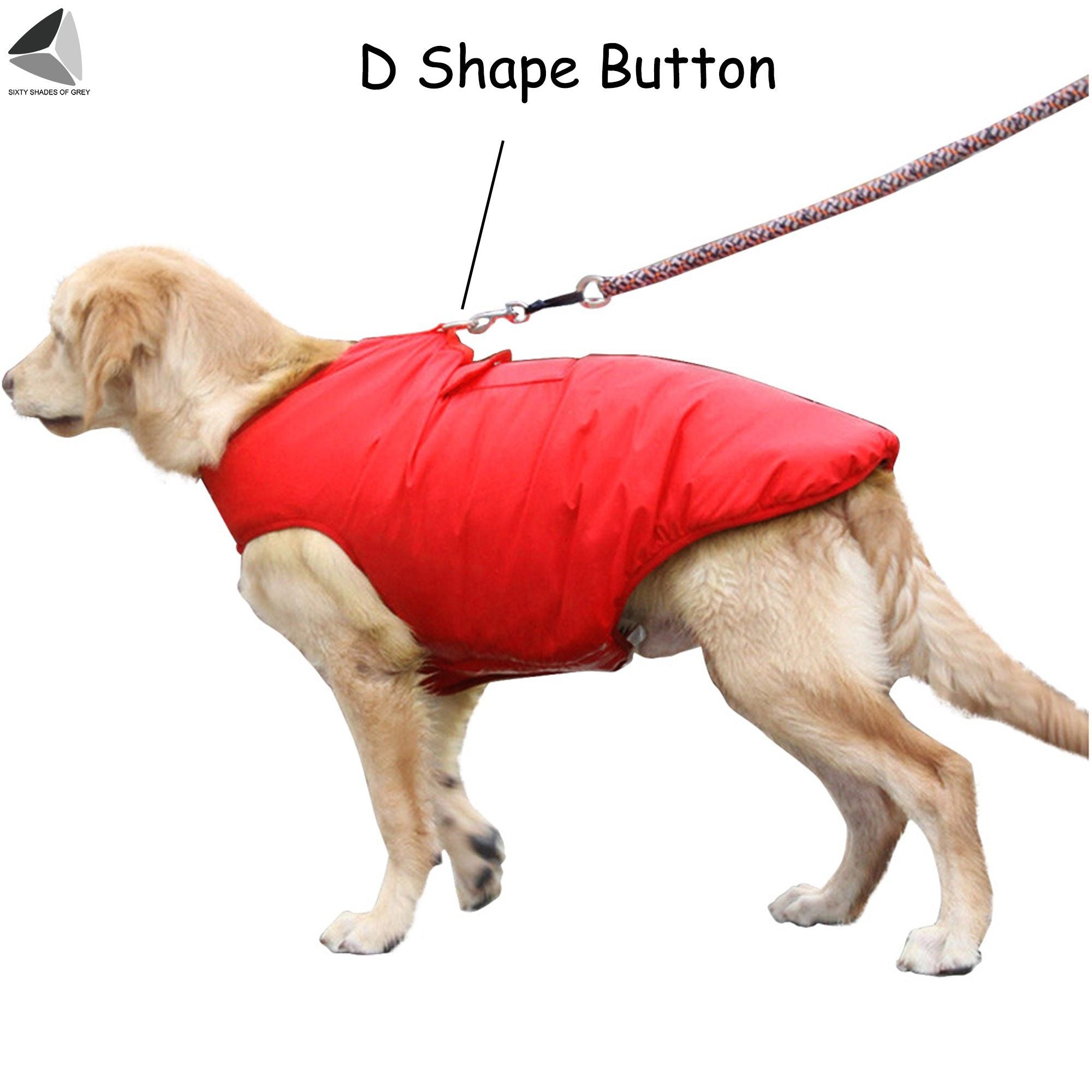 Sixtyshades Winter Windproof Dog Coats Double Sided Waterproof Padded Dog Warm Jackets for Small Medium Large Dogs (L， Red)
