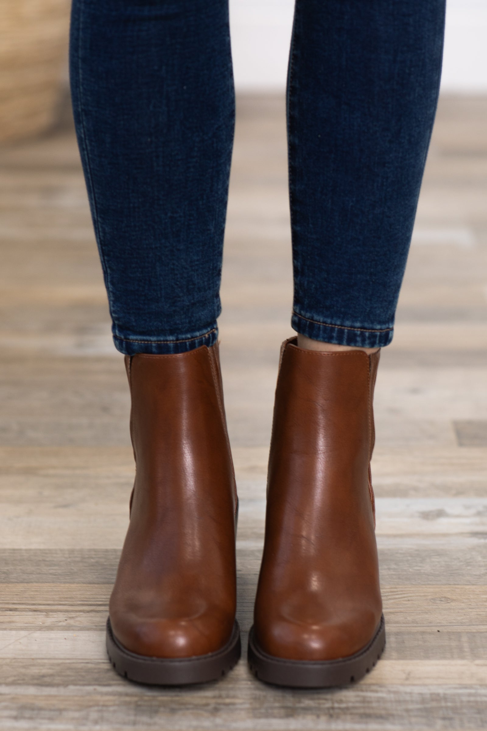 Chestnut Pull On Lug Sole Boots