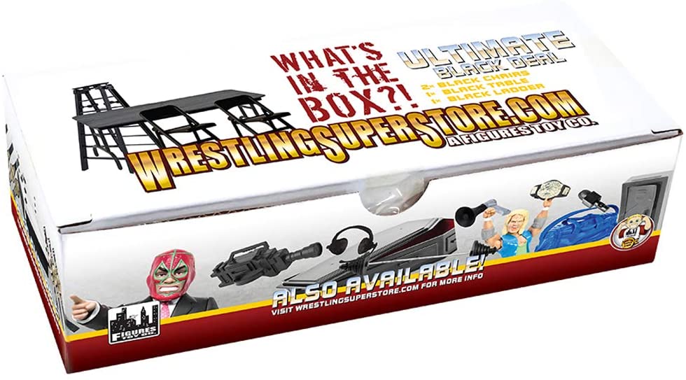 ULTIMATE Ladder， Table and Chairs Black Playset for Wrestling Action Figures