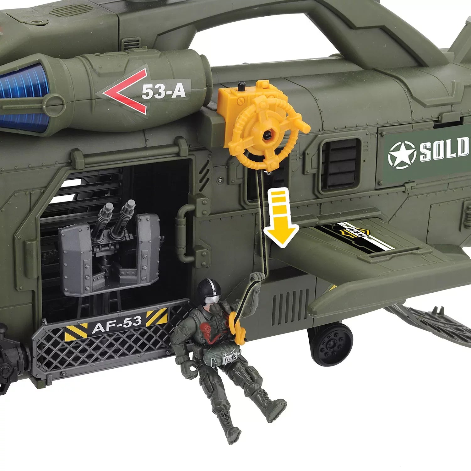 Soldier Force Mega Helicopter Playset， Includes 32 Pieces with Working Lights and Sounds
