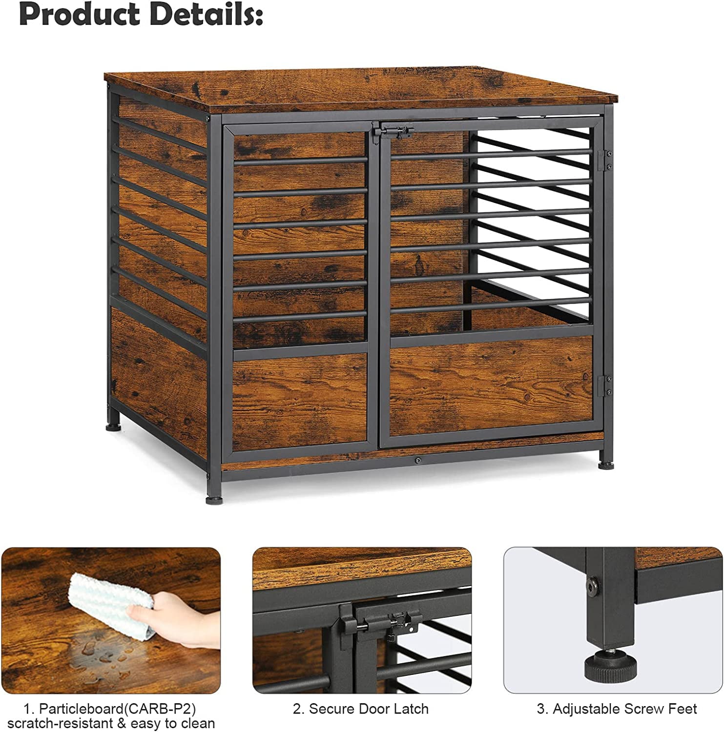 Oumilen Medium Dog Crate Cage Living Room Side End Table， Brown