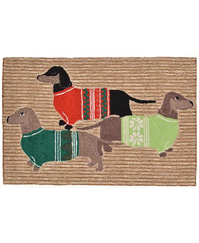 Liora Manne' Liora Manne Front Porch Indoor Outdoor Holiday Hounds Neutral 2'6