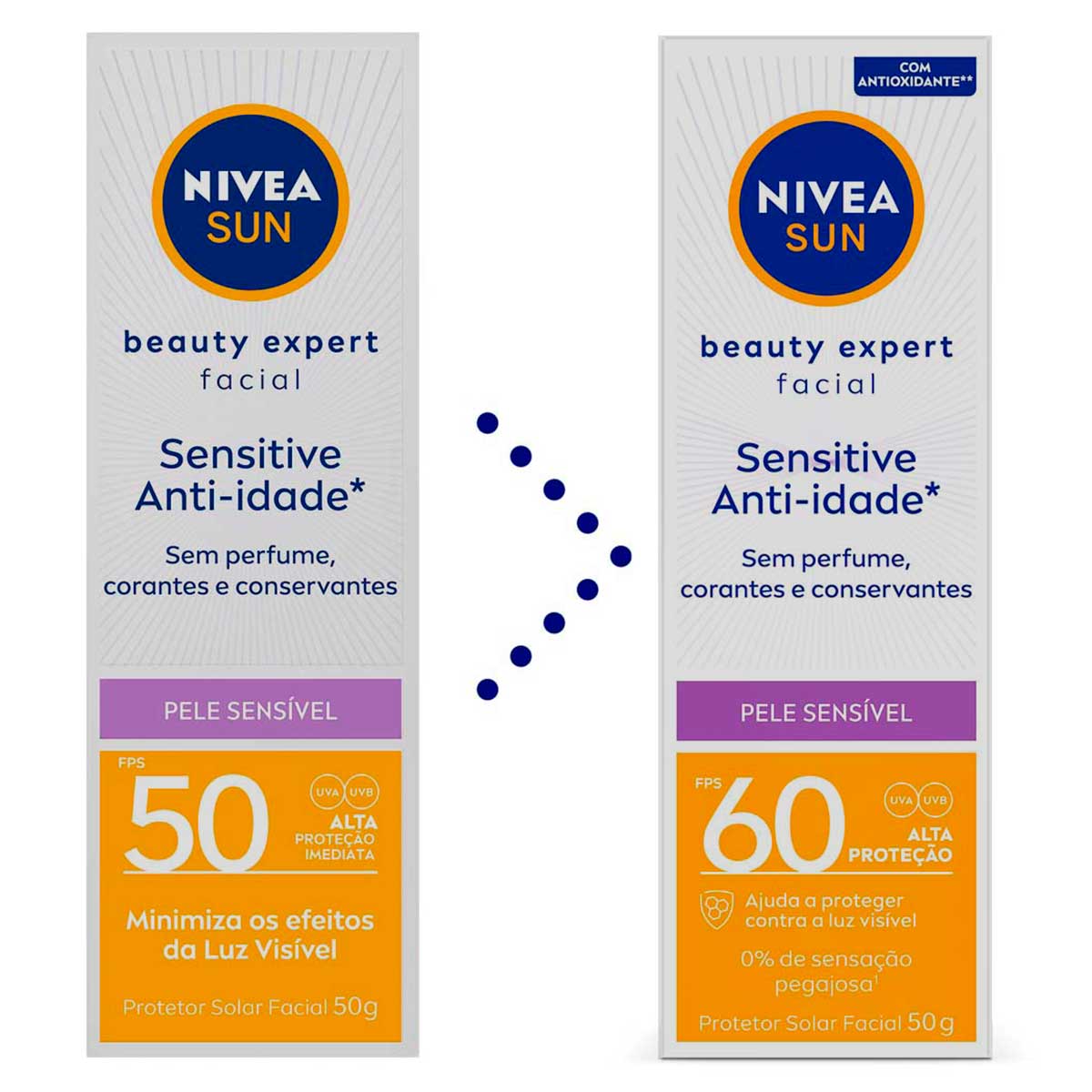 Protetor Solar  FPS 50 Facial Pele Sensivel Nivea Sun Beauty Expert 50 g