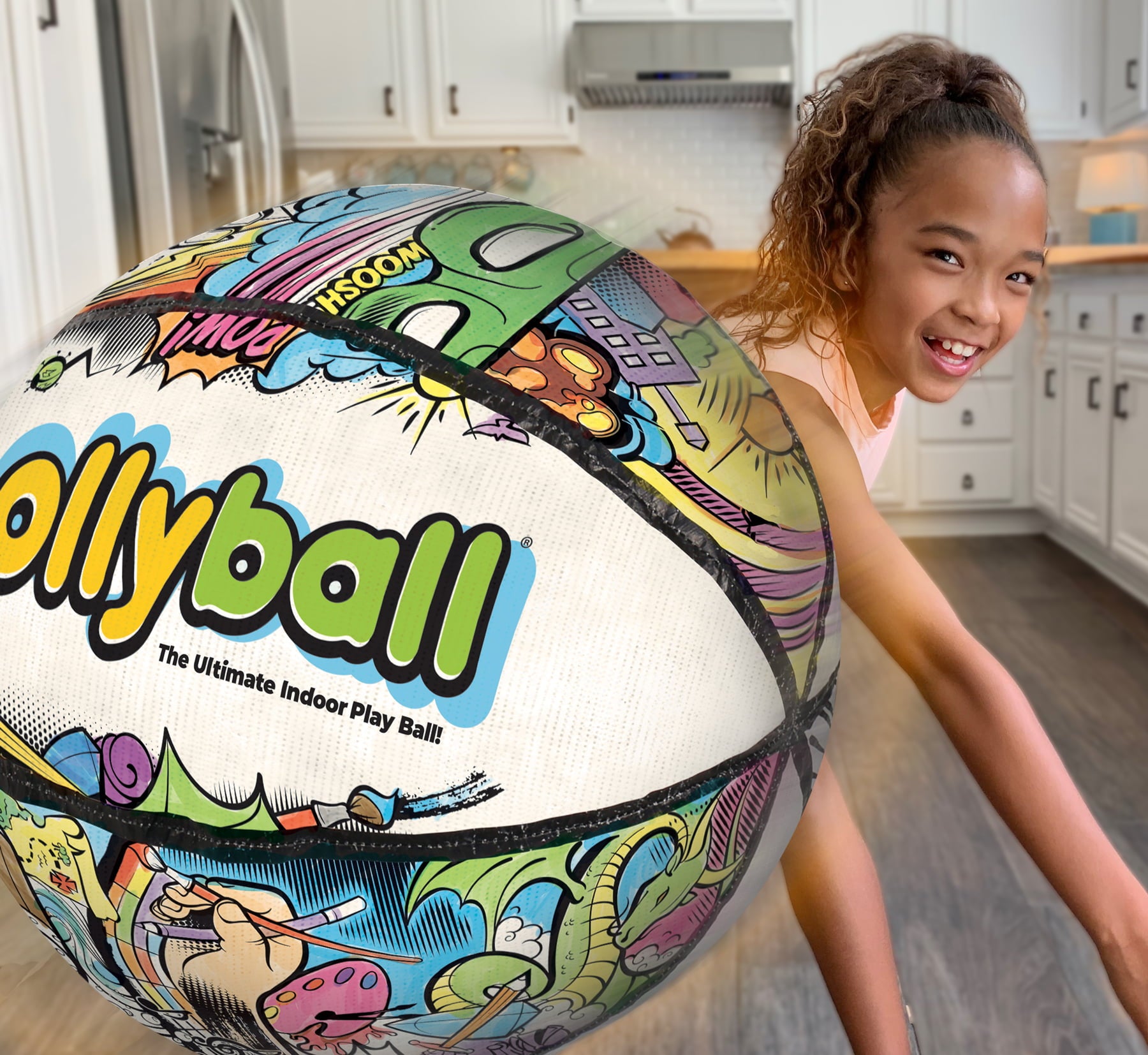 Ollyball Girl POWer! - Indoor Coloring Play Ball for Parents and Kids.