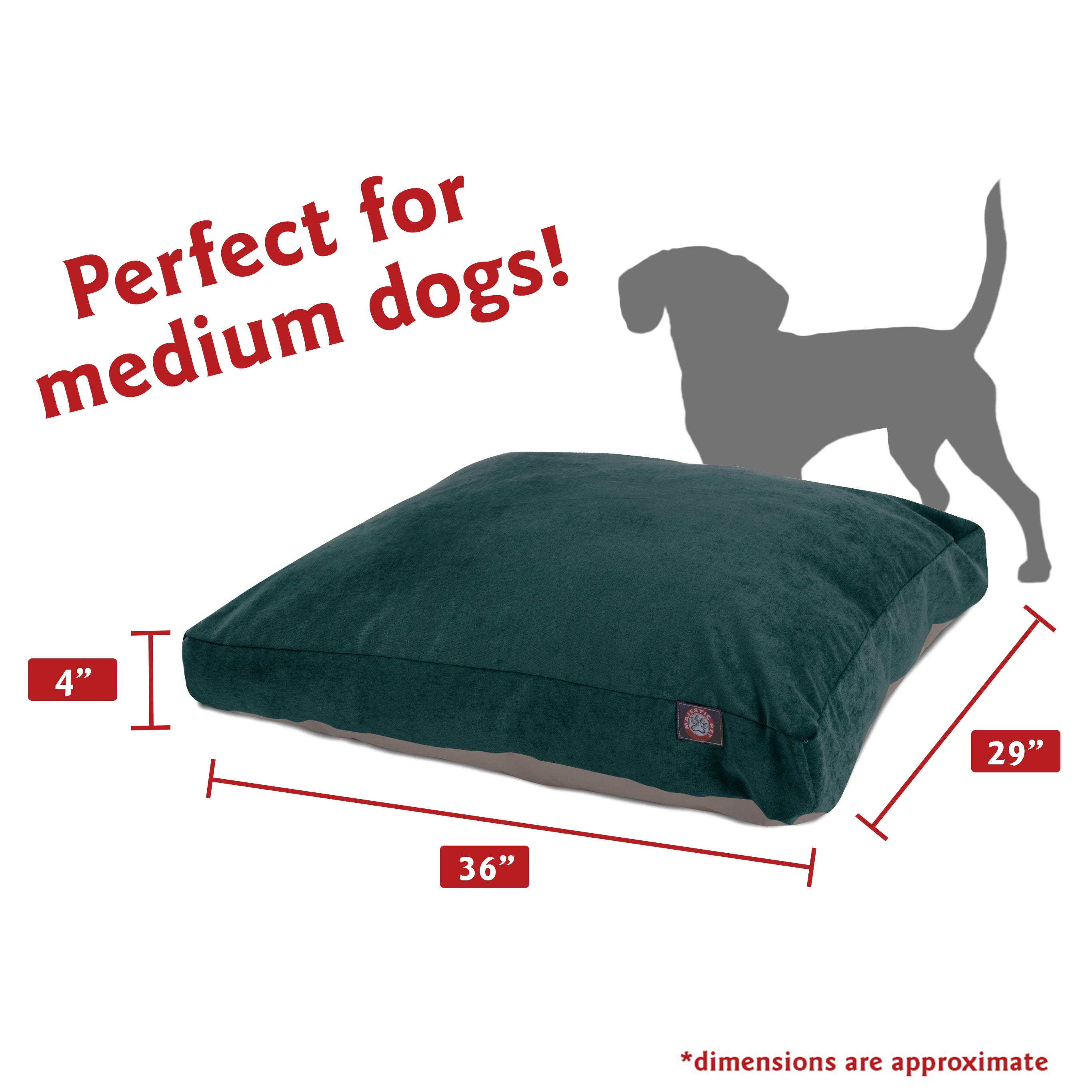 Majestic Pet | Villa Velvet Rectangle Pet Bed For Dogs， Removable Cover， Marine， Medium