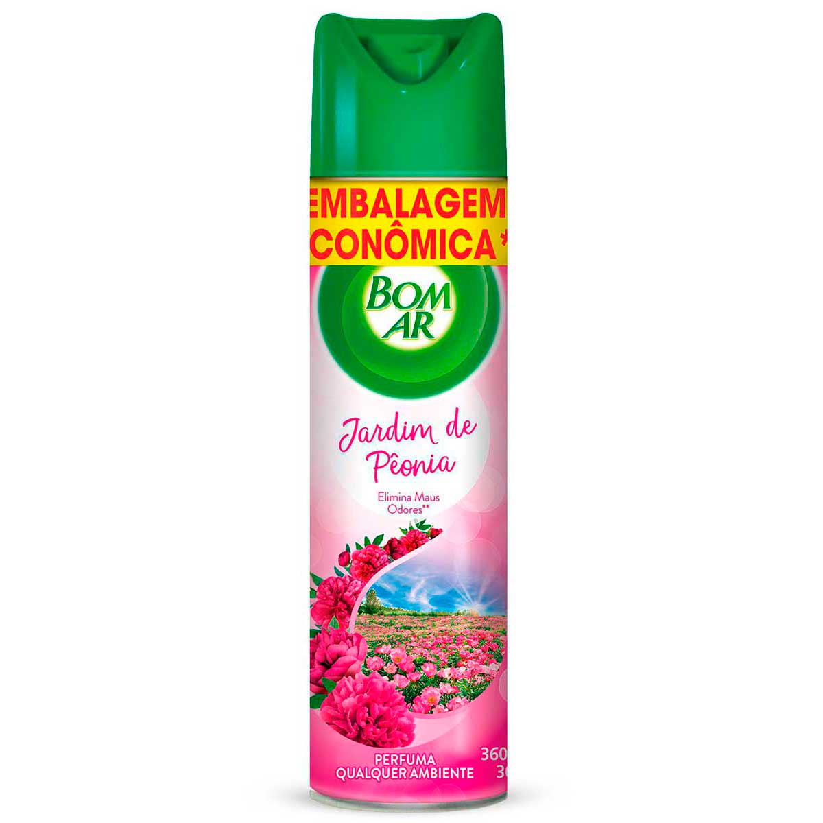 Aromatizador Bom Ar Aerossol Jardim de Peonia Embalagem Economica 360ml