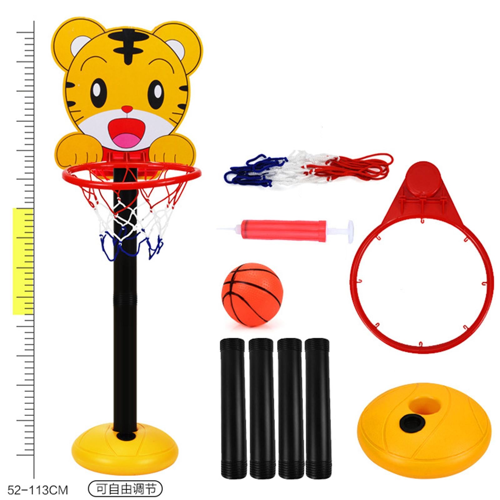 Portable Basketball Hoop Stand Adjustable Game Animals with Ball Pump Sport Board with Net for Kids Adults Boys Outside Birthday Tiger