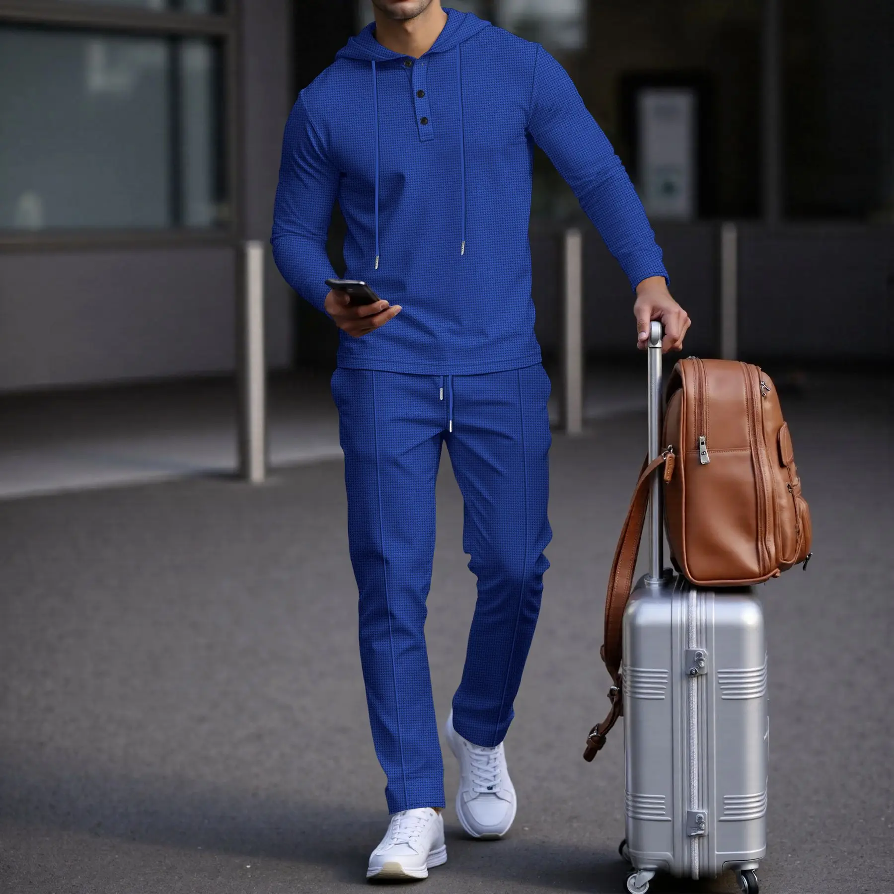 Conjunto Manchester™ em Algodão Texturizado com Capuz e Calça Slim