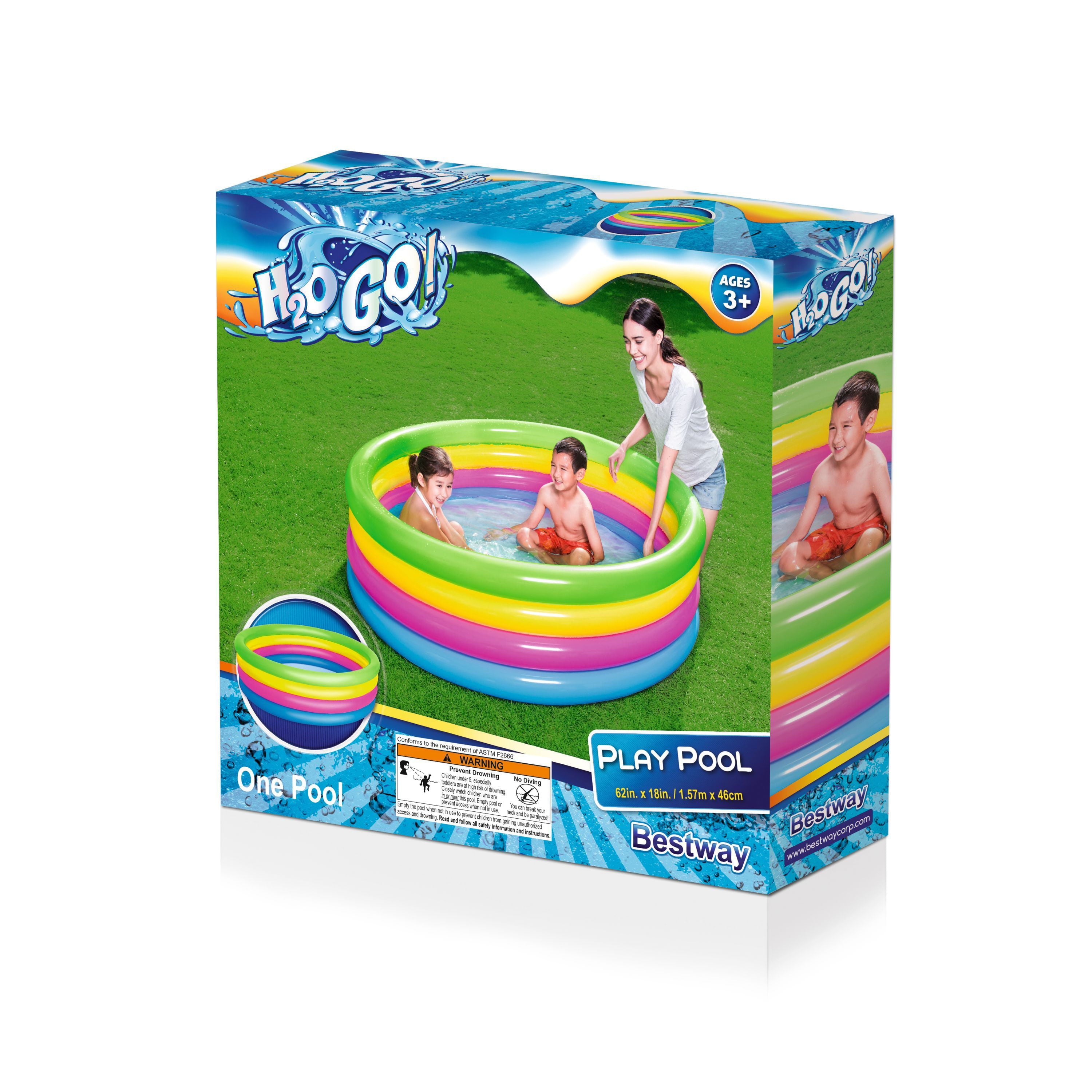 H2OGO! Inflatable Rainbow Play Kids Swimming Pool， Round， Inflatable and Kiddie Pools