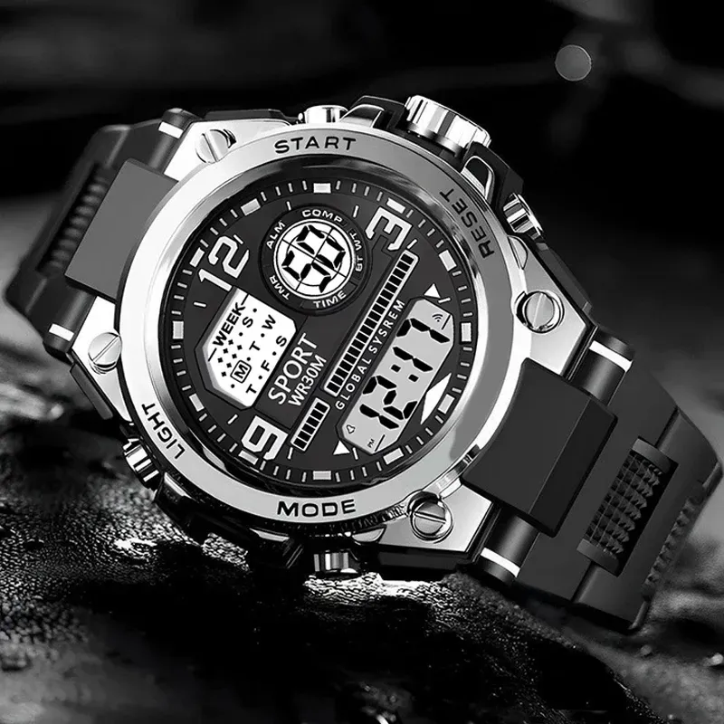 LIUYANGTIAN Men's Sports Watch Waterproof Luminous Alarm Clock Men LED Digital Watch Large dial Electronic Wristwatch for Man