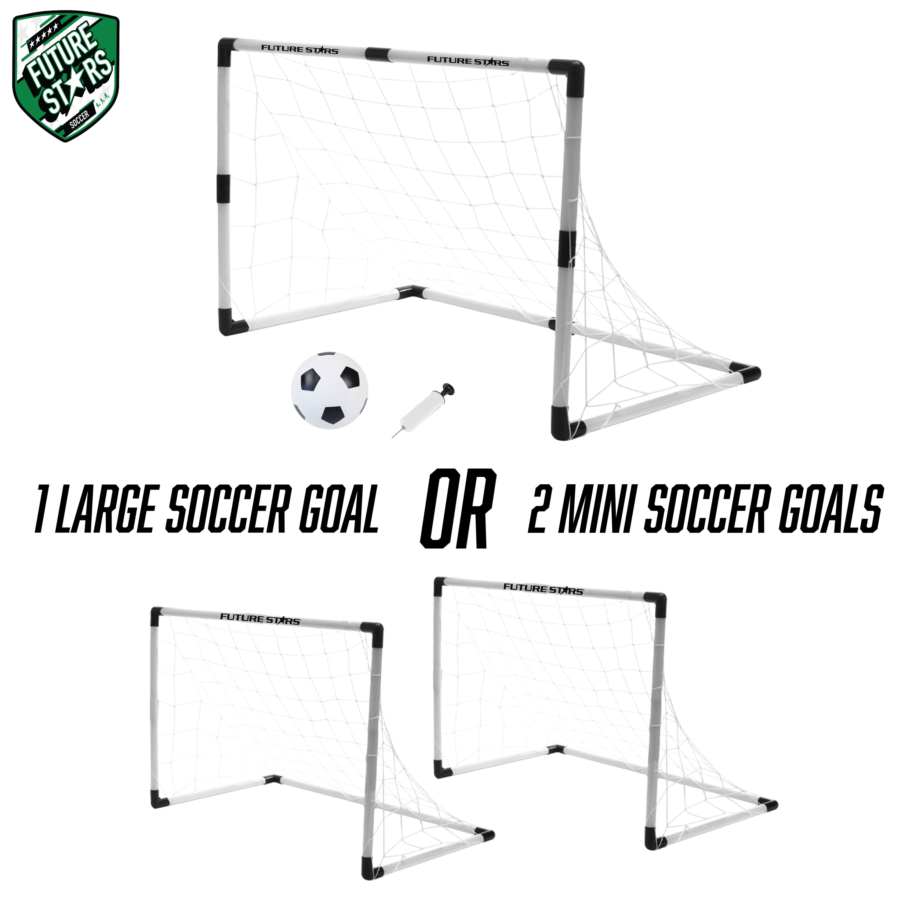 Future Stars 2-in-1 Junior Soccer Game Set - Nets， Ball and Pump - For Ages 2 and Up