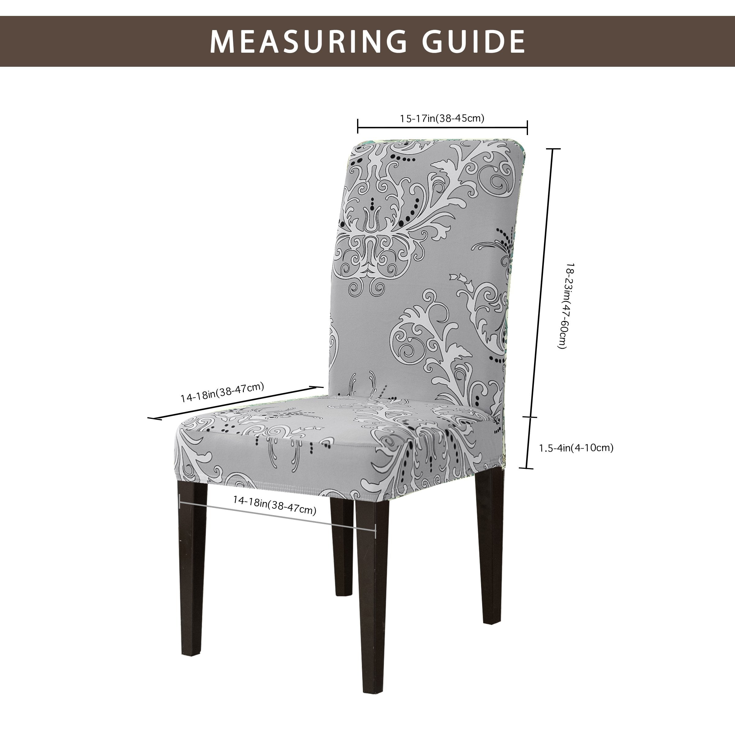 Subrtex Stretch Dining Chair Covers with Elastic Bottom, Printed&nbsp;Floral Stylish Furniture Protector (Set of 4, Gray)