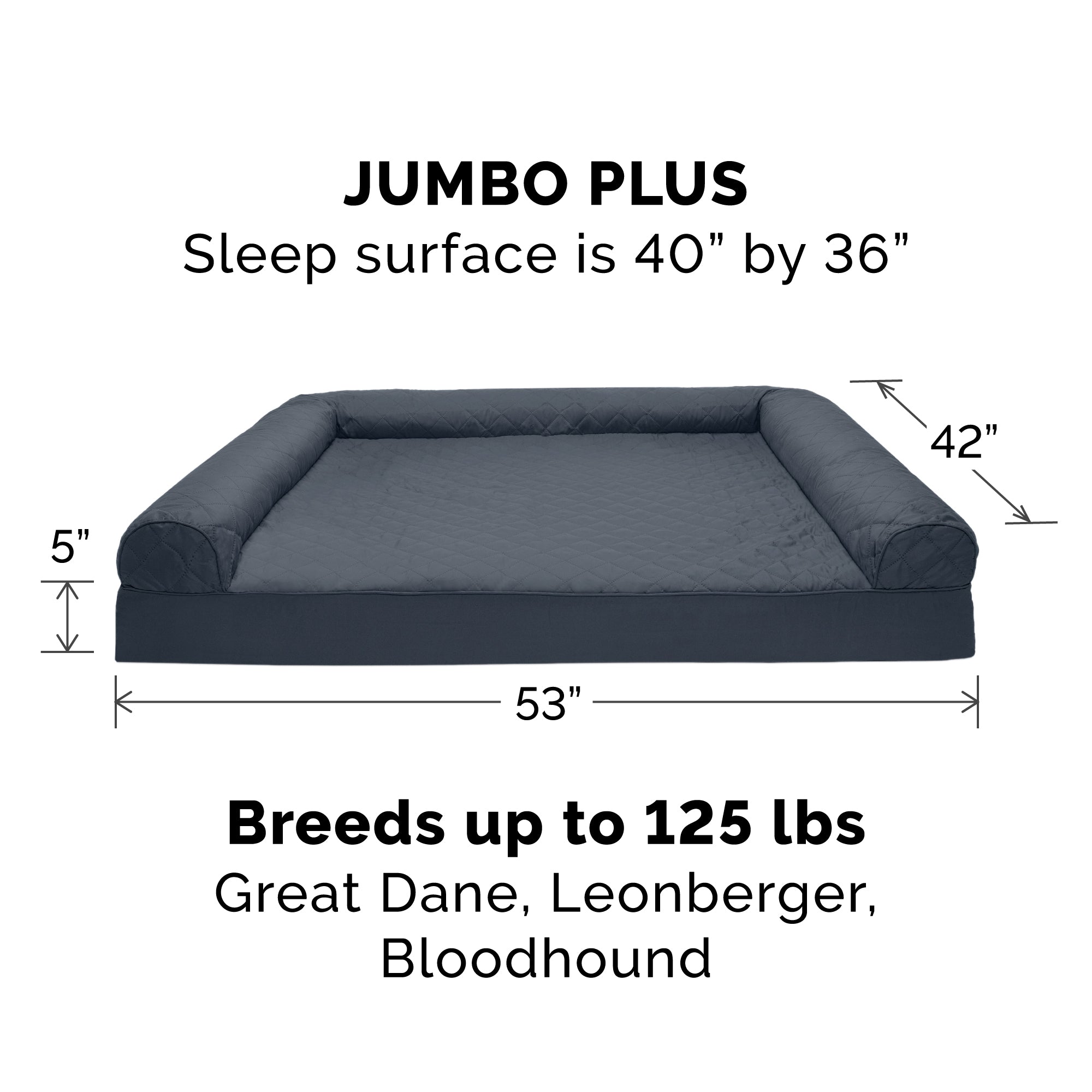FurHaven | Orthopedic Quilted Sofa Pet Bed for Dogs and Cats， Iron Gray， Jumbo Plus