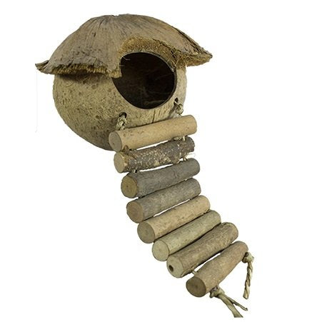 Exotic Nutrition Coconut Hut - Small Animal Cage Accessory - Sugar Gliders， Hamsters， Degus， Chinchillas， Other Small Animals