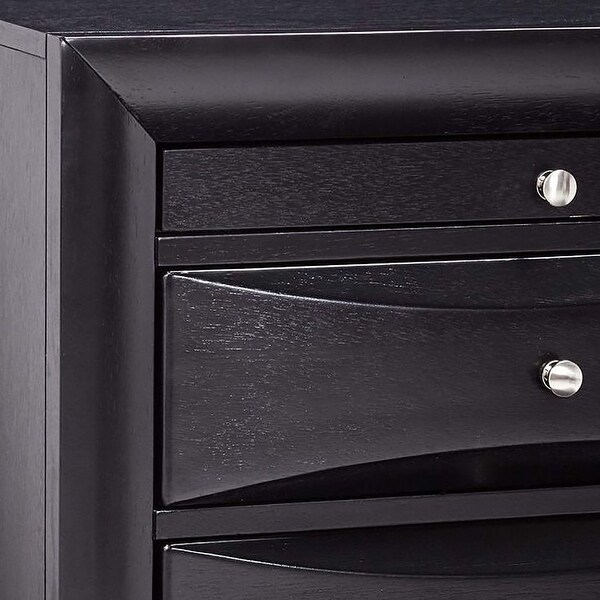 Wood Nightstand with 2 Drawers in Black - - 34981479