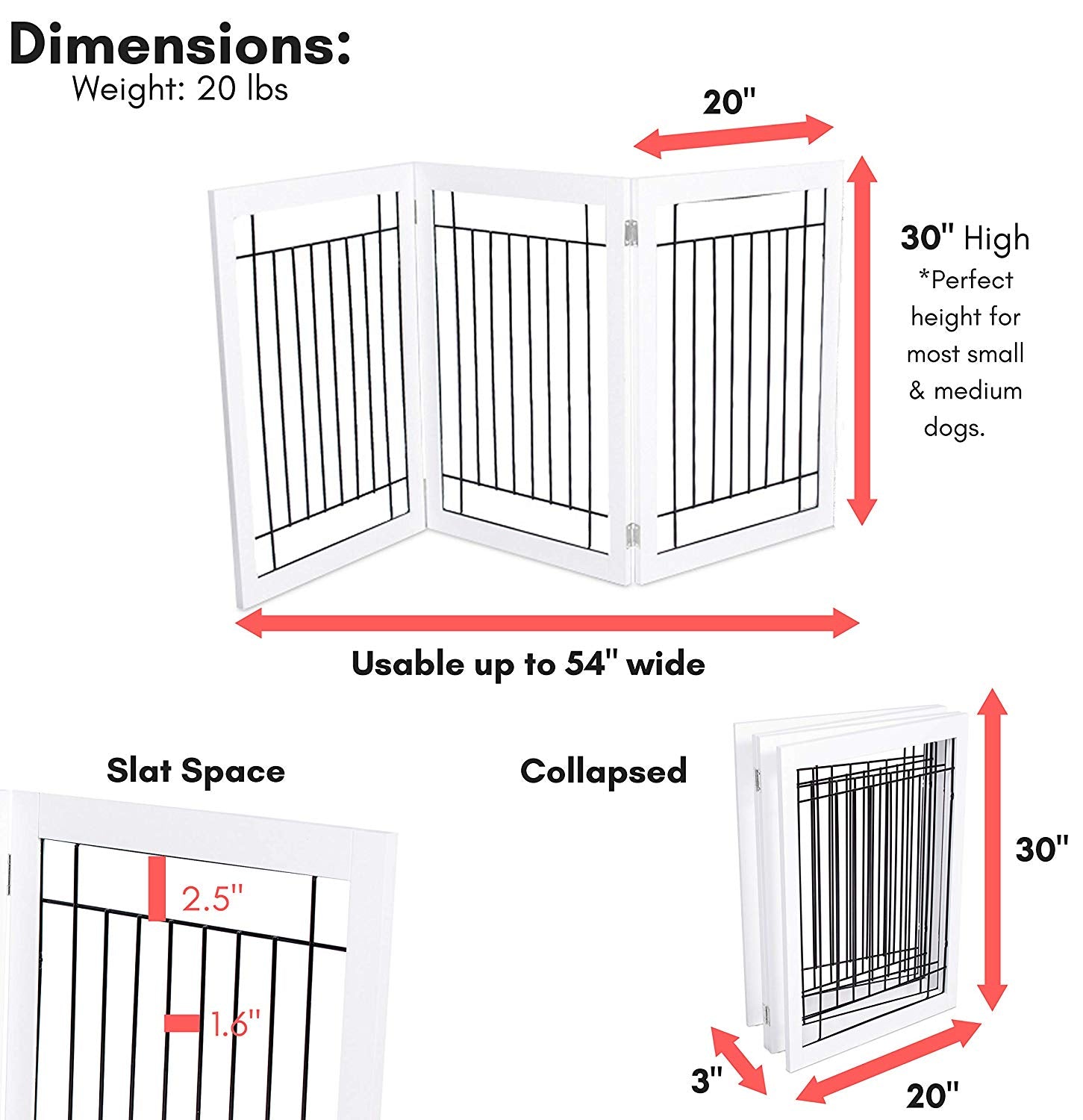 Internet's Best Traditional Wire Dog Gate - 3 Panel - 30