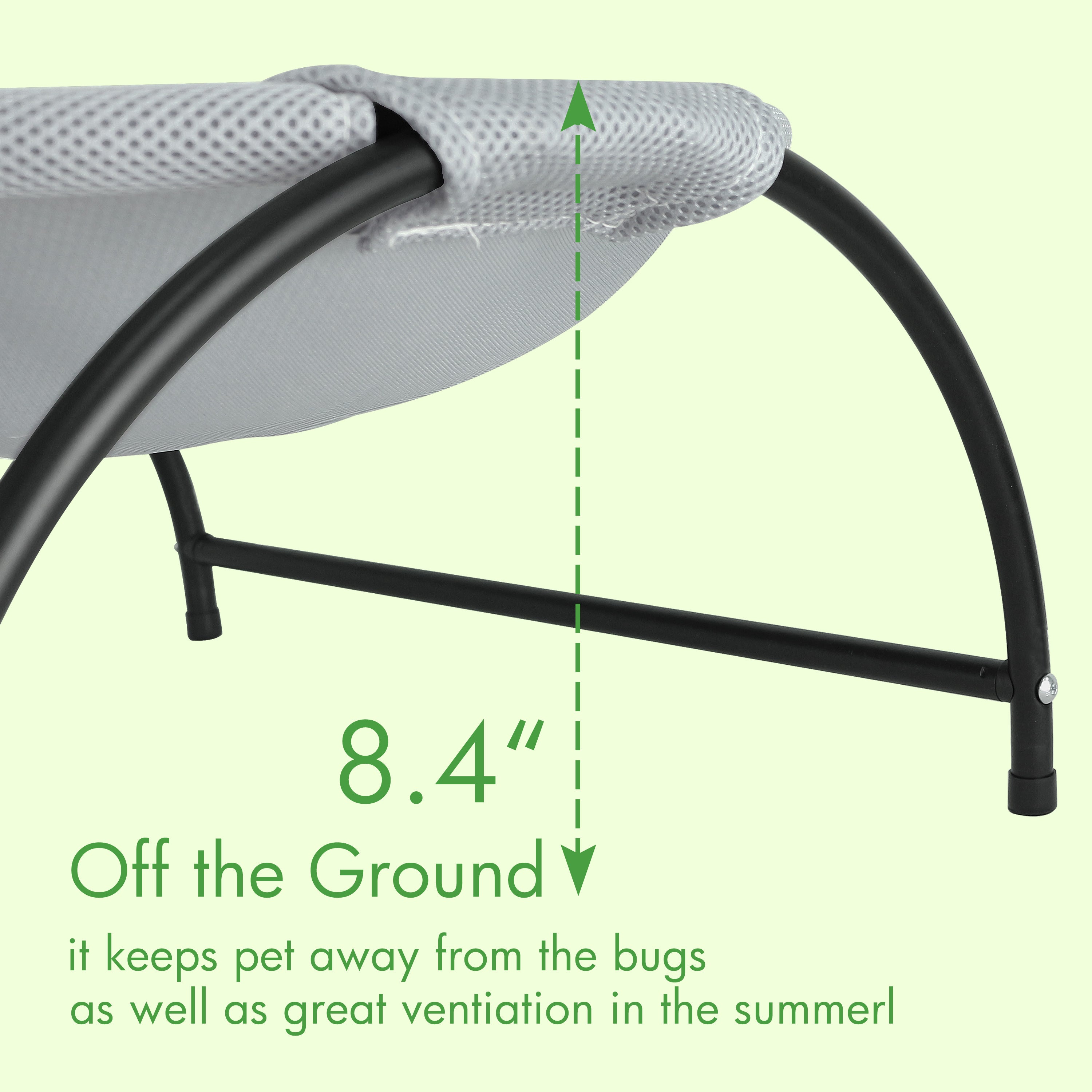 PHYEX Cat Bed Elevated Pet Hammock for Kitty Cat Small Dog， Easy Assembly Raised Cat Cot， Gray