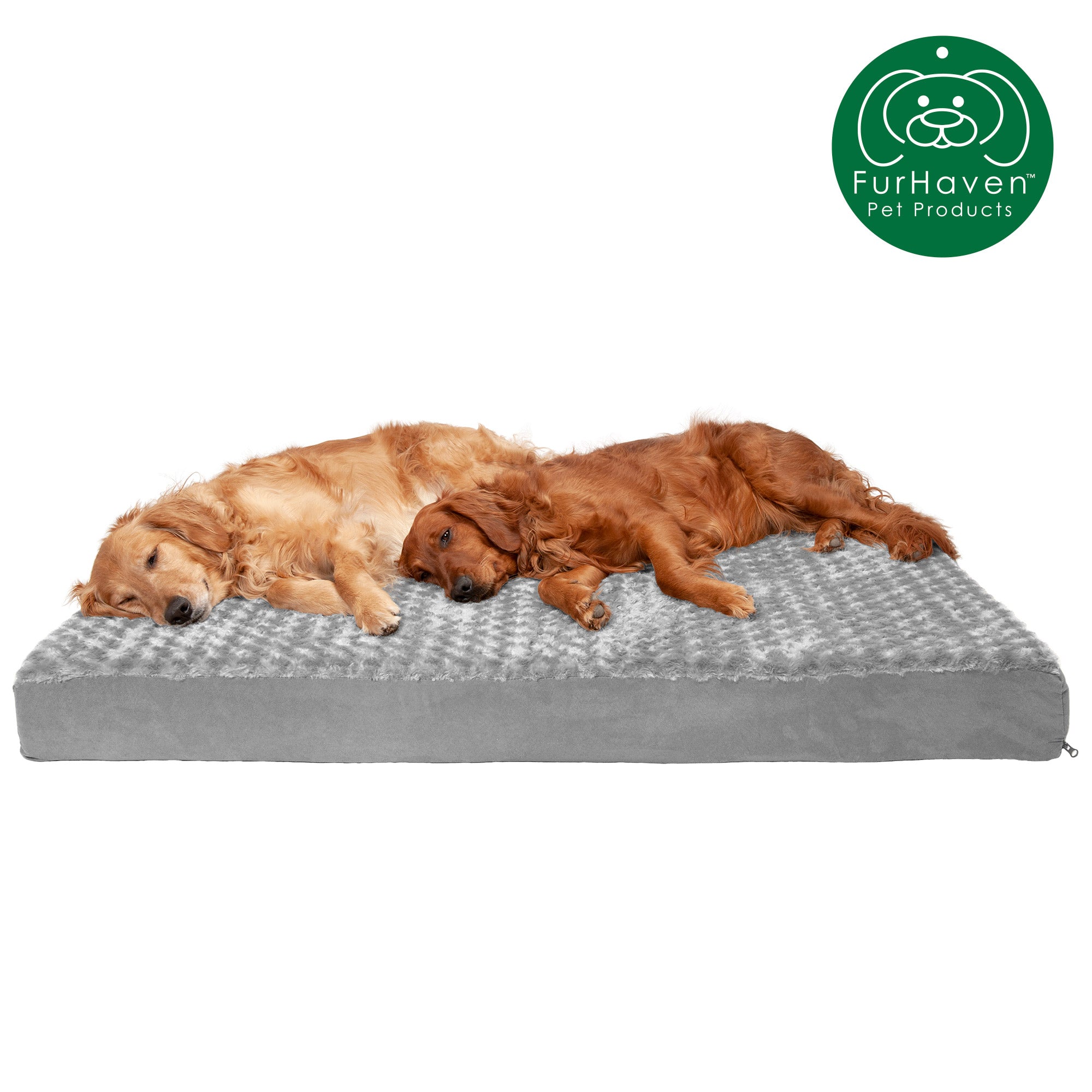 FurHaven | Deluxe Memory Foam Ultra Plush Mattress Pet Bed for Dogs and Cats， Gray， Jumbo Plus