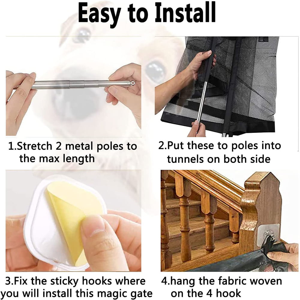 Pet Gate，Magic Pet Gate for The House ，Magic Gate Portable Folding mesh gate Safe Guard Isolated Suitable for Small to Medium Dogs