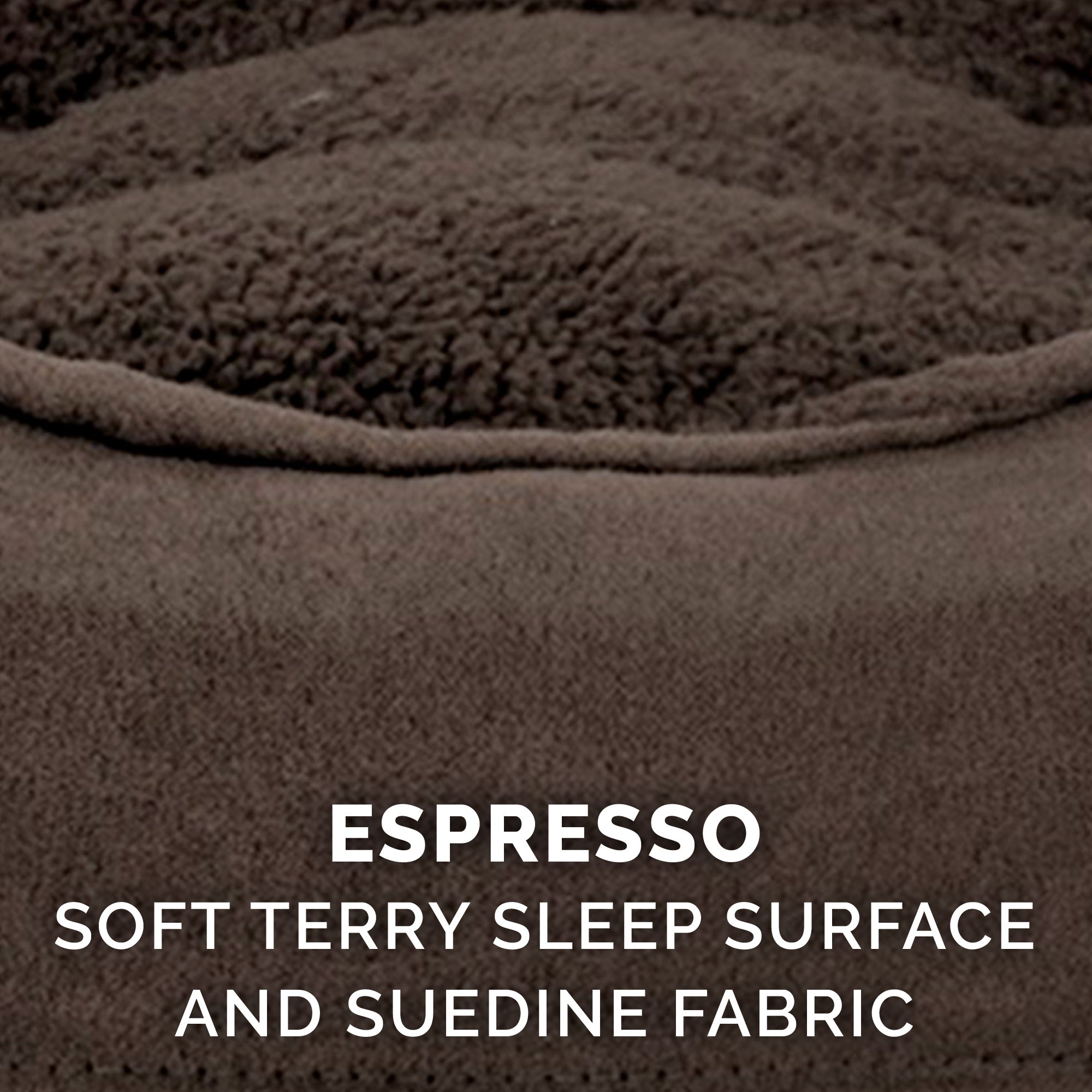 FurHaven | Oval Terry Fleece and Suede Pet Bed for Dogs and Cats， Espresso， Medium