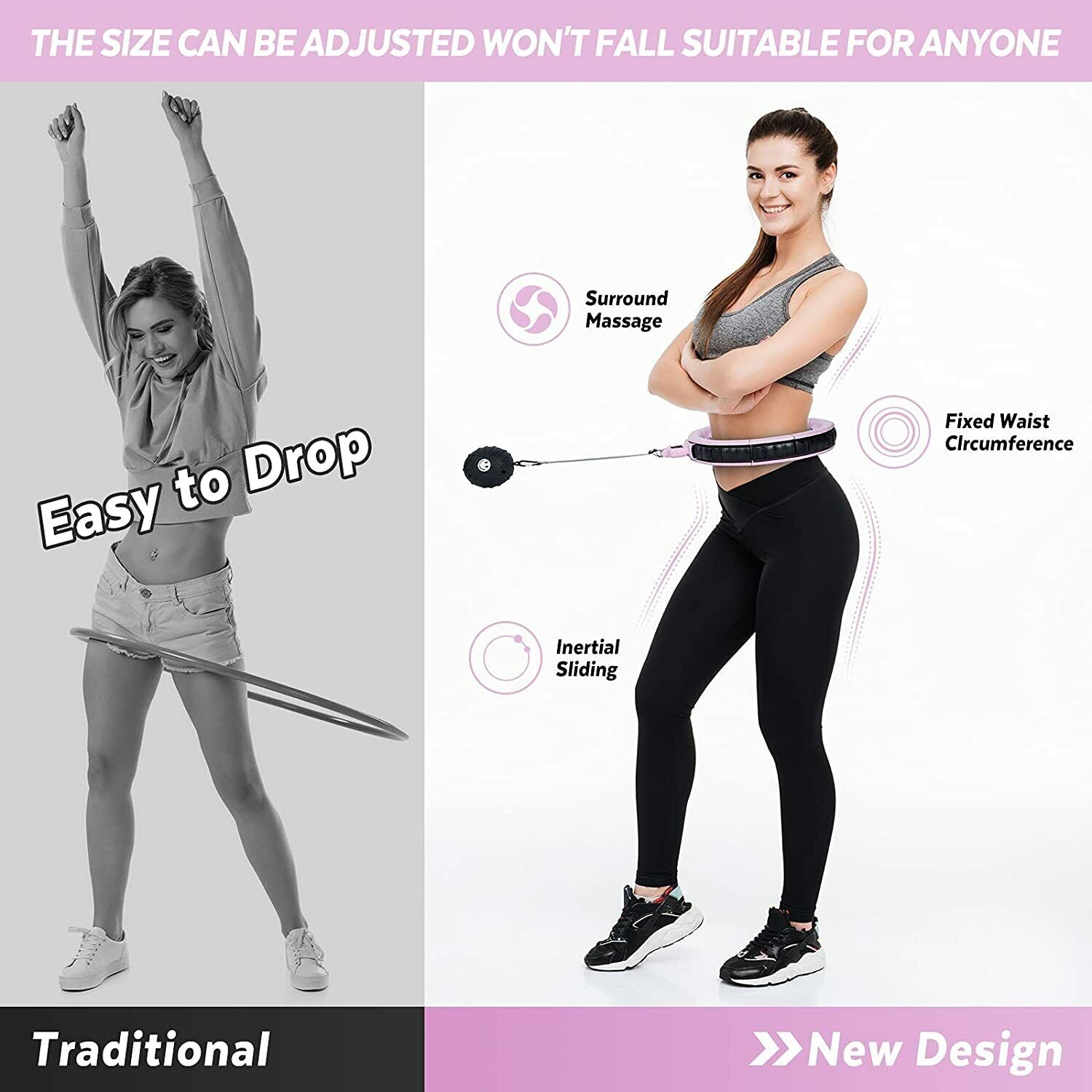 Weighted Hula Hoop，Weight Loss Exercisers，Portable Tape Measure Smart Hula Hoop