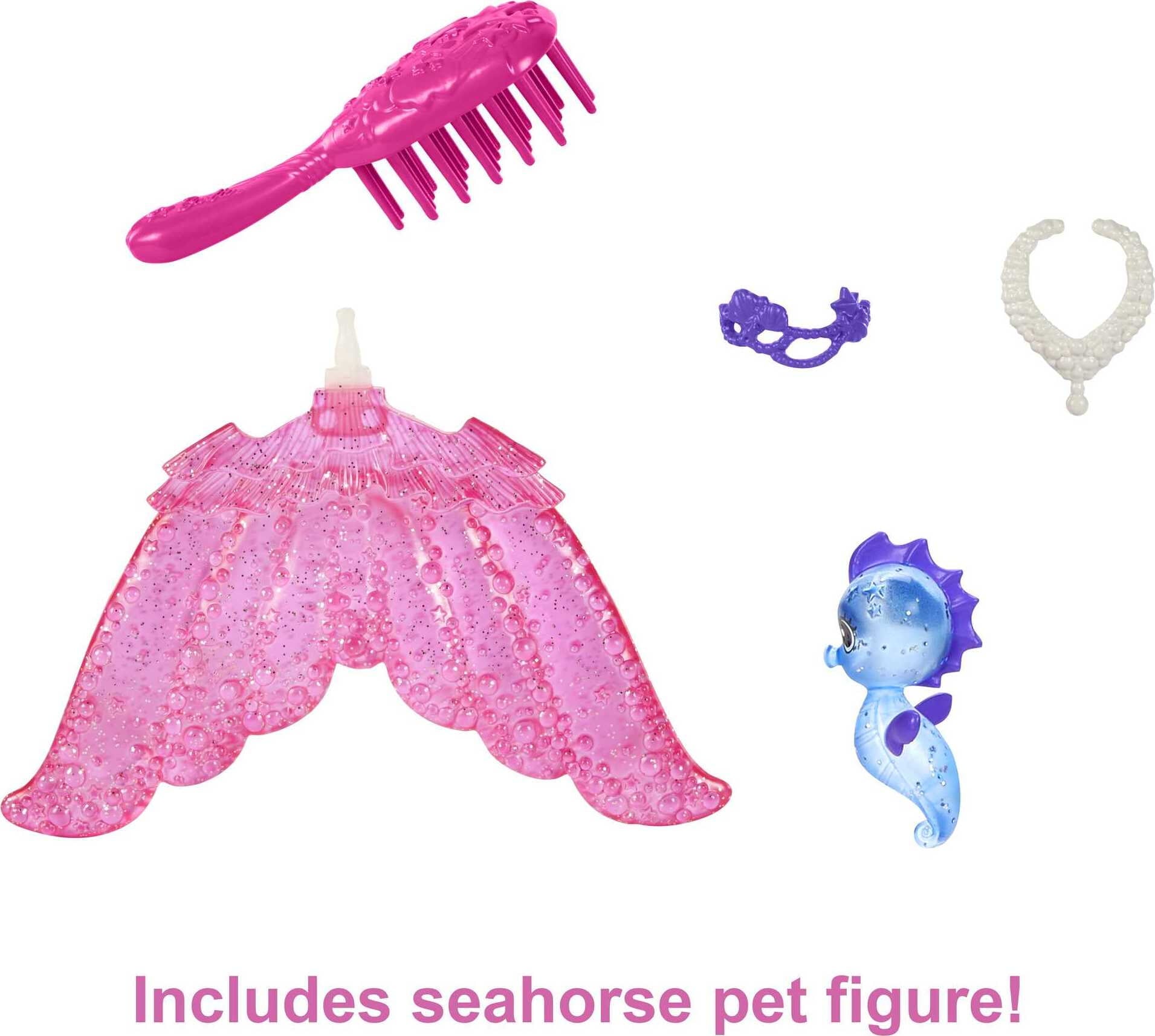 Barbie Mermaid Power "Malibu" Doll with Blue Hair, Seahorse Pet and Accessories