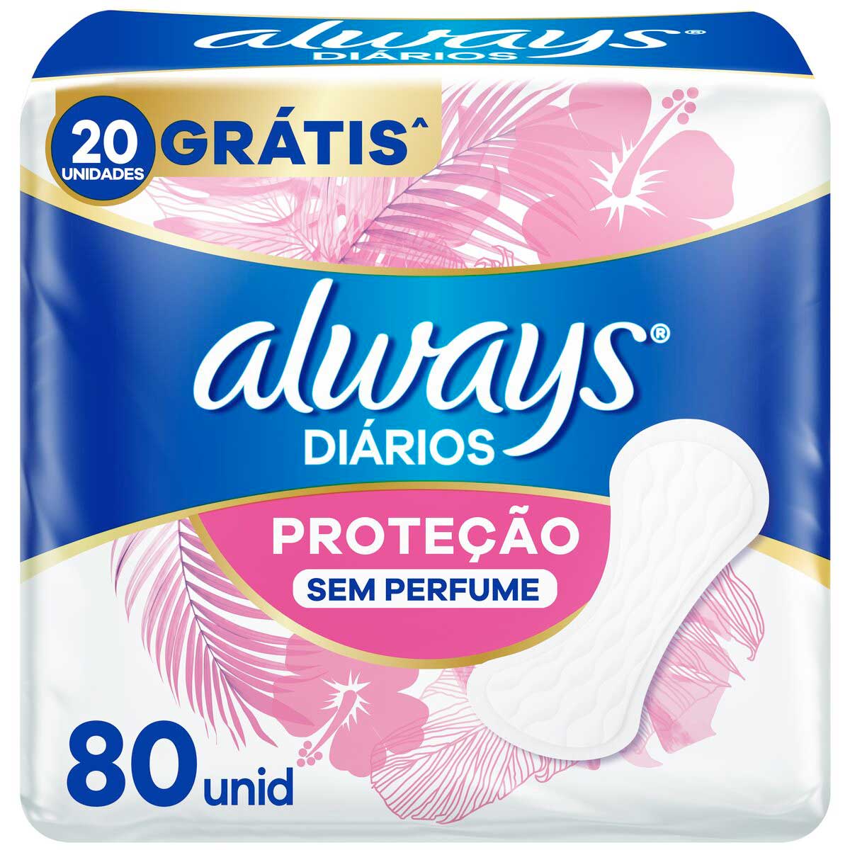 Protetor Diario Always Protecao Sem Perfume 80 Unidades