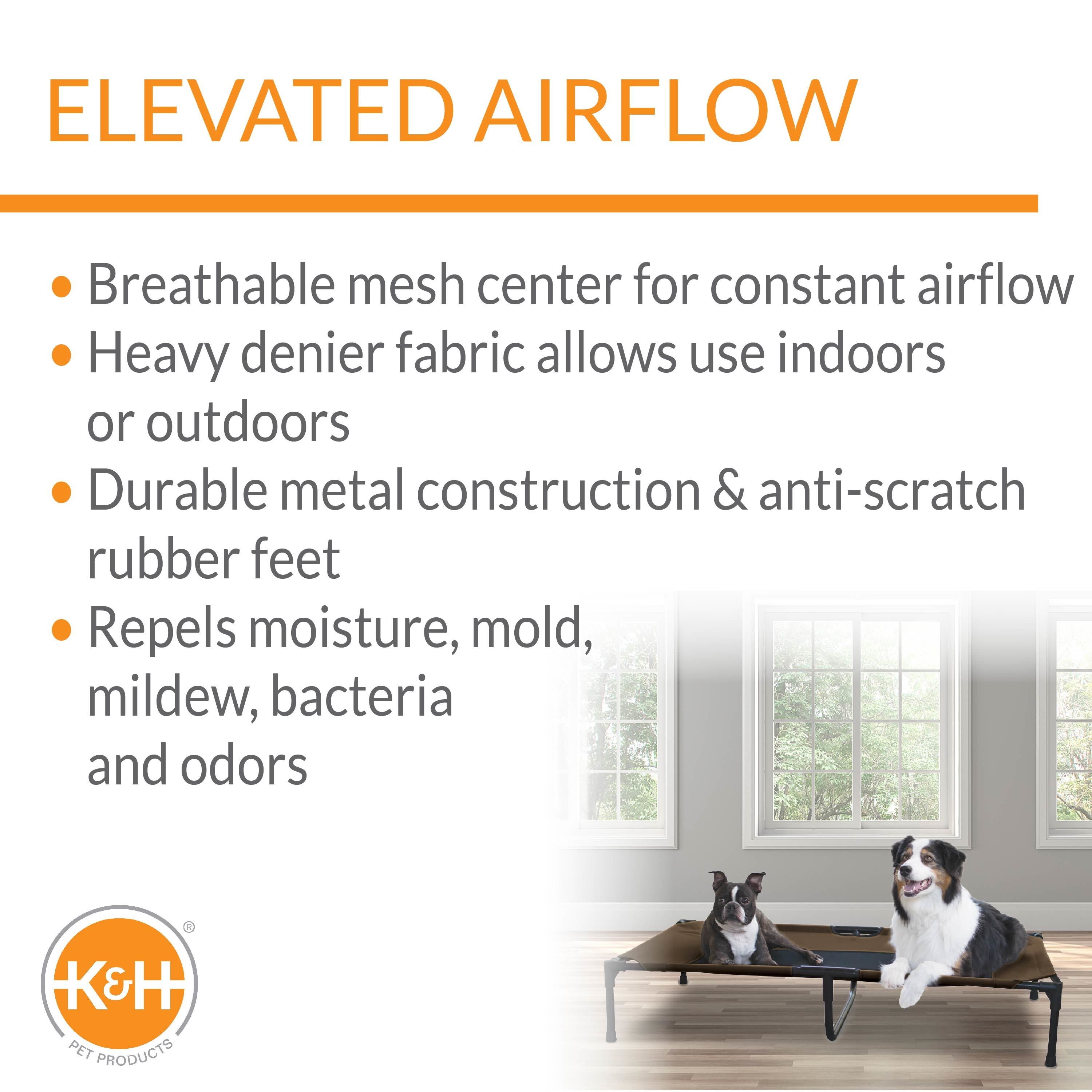 KandH Original Pet Cot Elevated Dog Bed Chocolate/Black Mesh X-Large 32 X 50 X 9 Inches