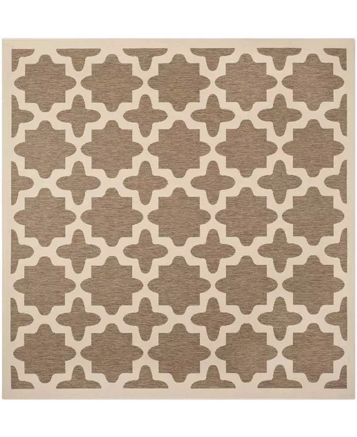 Safavieh Courtyard Brown and Bone 4' x 4' Sisal Weave Square Outdoor Area Rug