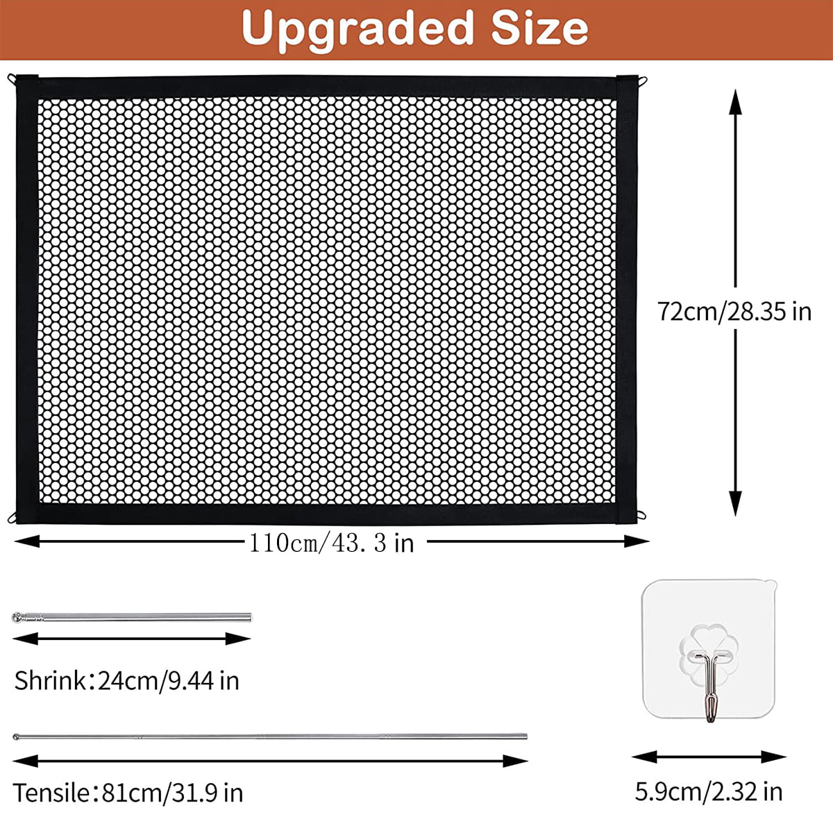 ZPL Dog Gate Pet Gate，43 Inch Portable Mesh Baby Safety Gate Guard Isolated For Indoor and Outdoor， Install Anywhere，Black