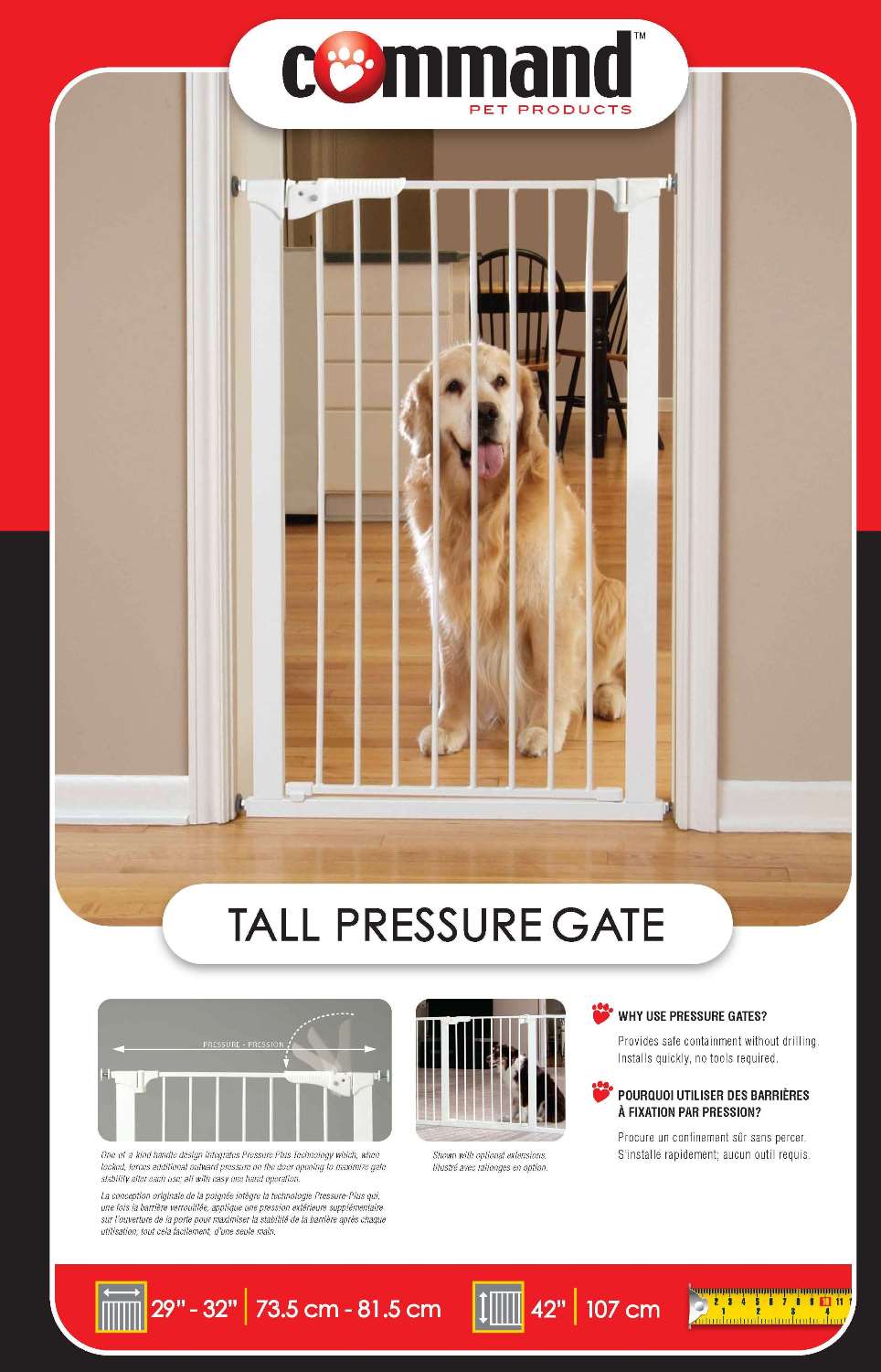 Command Pet PG5142 28.75 x 1.75 x 42 in. Tall Pressure Gate