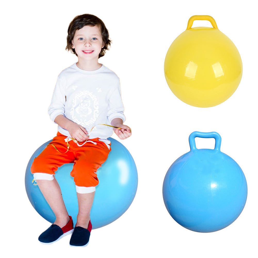 Pure Color Inflatable Bouncing Ball Kids Jumping Hop Ball with Handle for Adults Children Exercise Toy