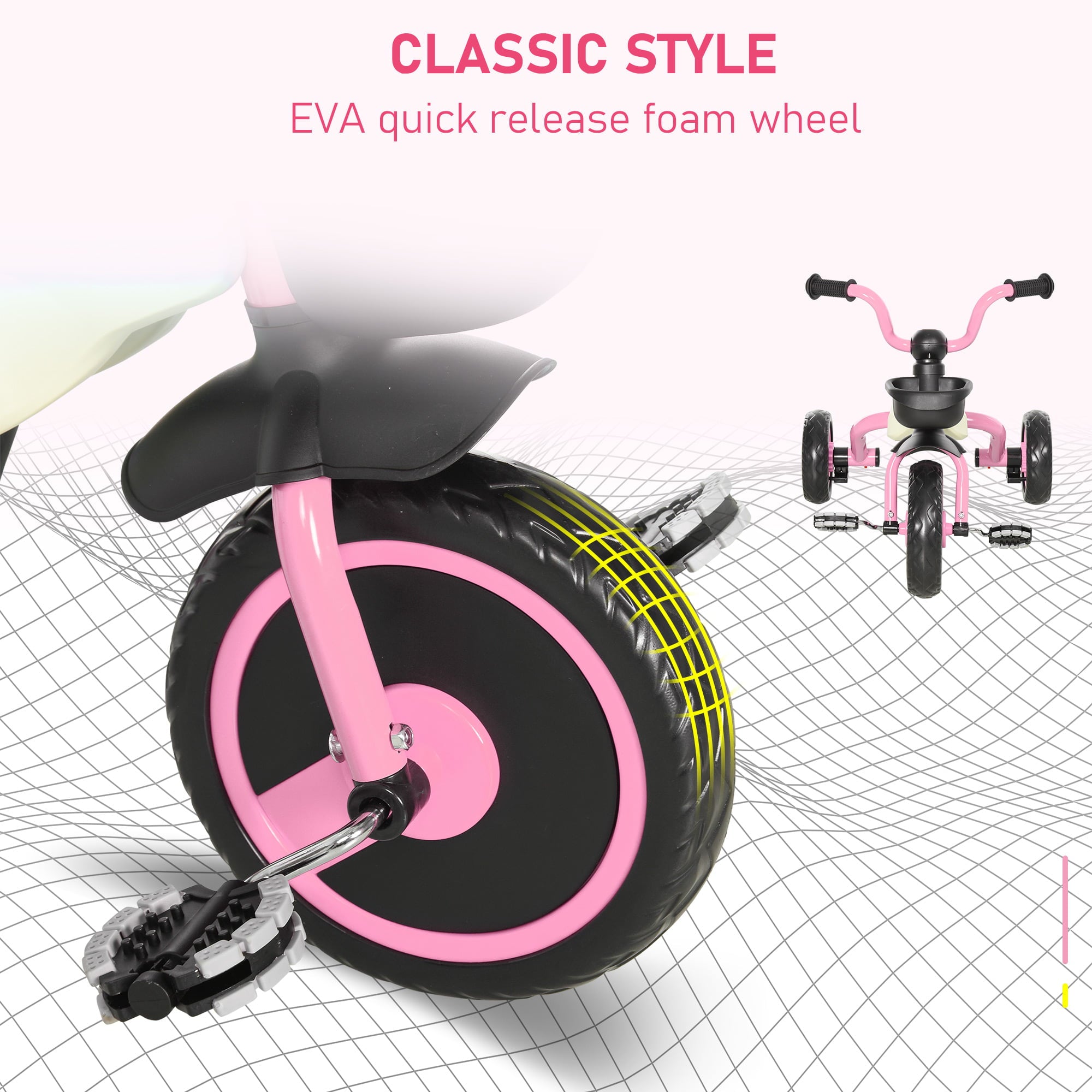 Qaba Foldable Kids Tricycle for 3-5 Years old 3 Wheel Toddler Bike