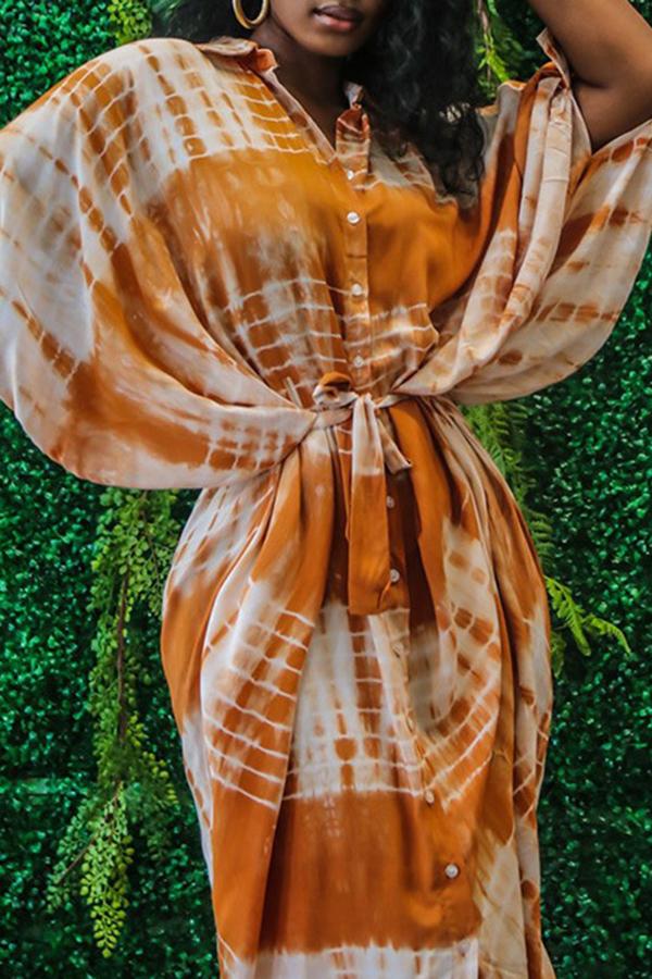 Tie-dye Print Irregular Shirt Dress