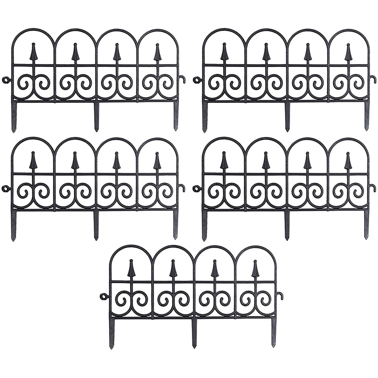 5PCS Garden Fence, Outdoor Coated Metal Rustproof Landscape Decorative Fencing Panels