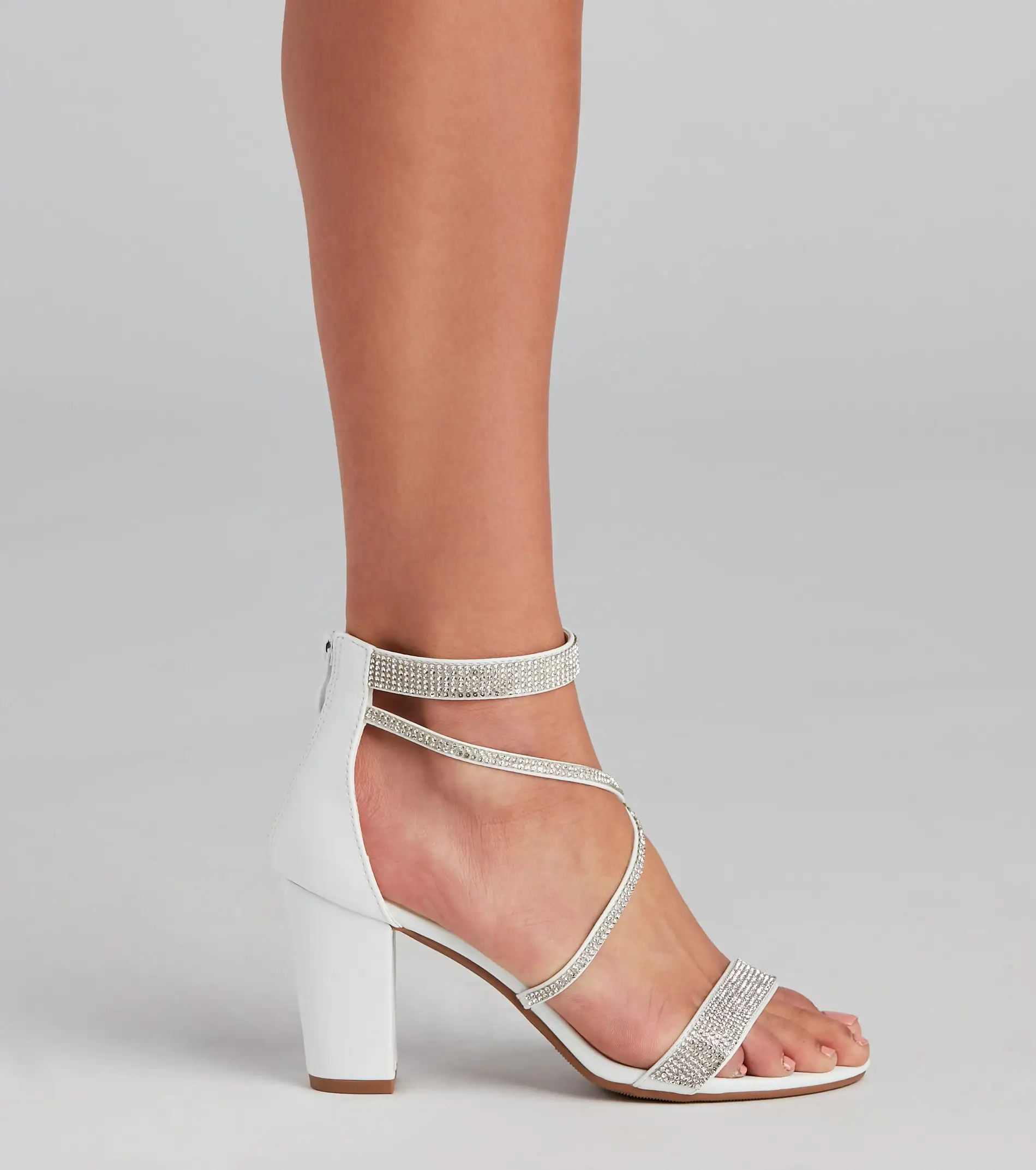 Sway With Me White Rhinestone Heels
