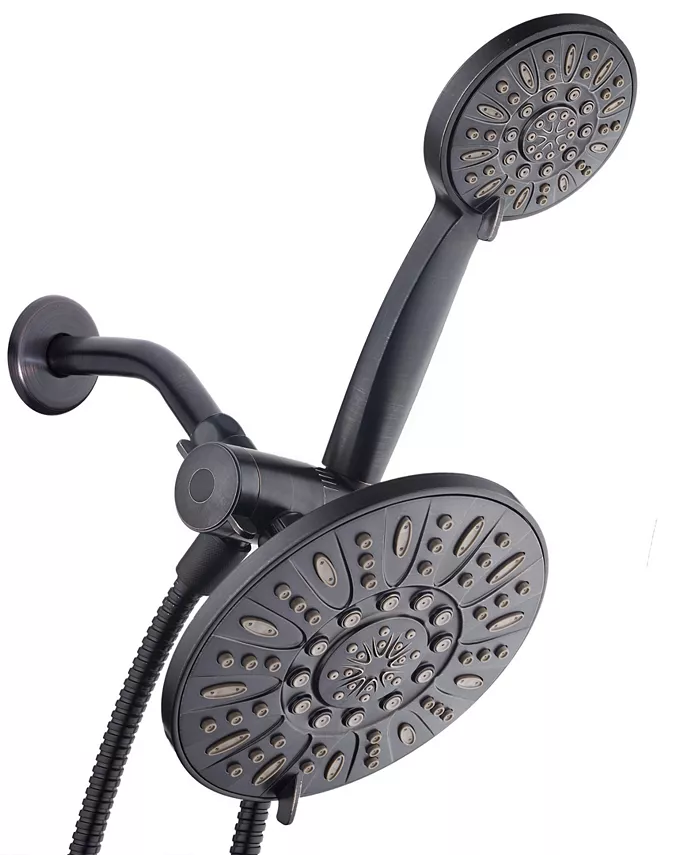 Aquadance High-Pressure 48-Setting Dual Shower Head Combo with Extra-long 6 Foot Hose