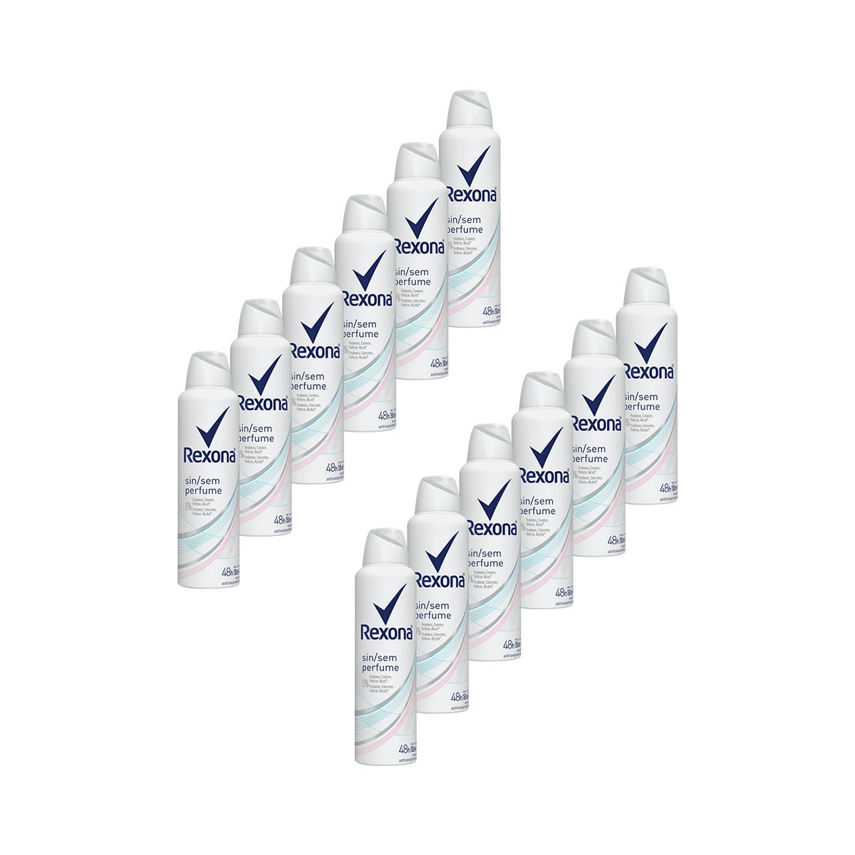 Kit com 12 Desodorantes Aerosol Rexona Motion Sense sem Fragrancia Feminino 150ml/90g