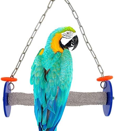 roll bird swing - pumice perch bird toys trims nails and beaks， safe and non-toxic bird cage accessories for small and large birds， swinging toys birds will love， large 10.5 inches