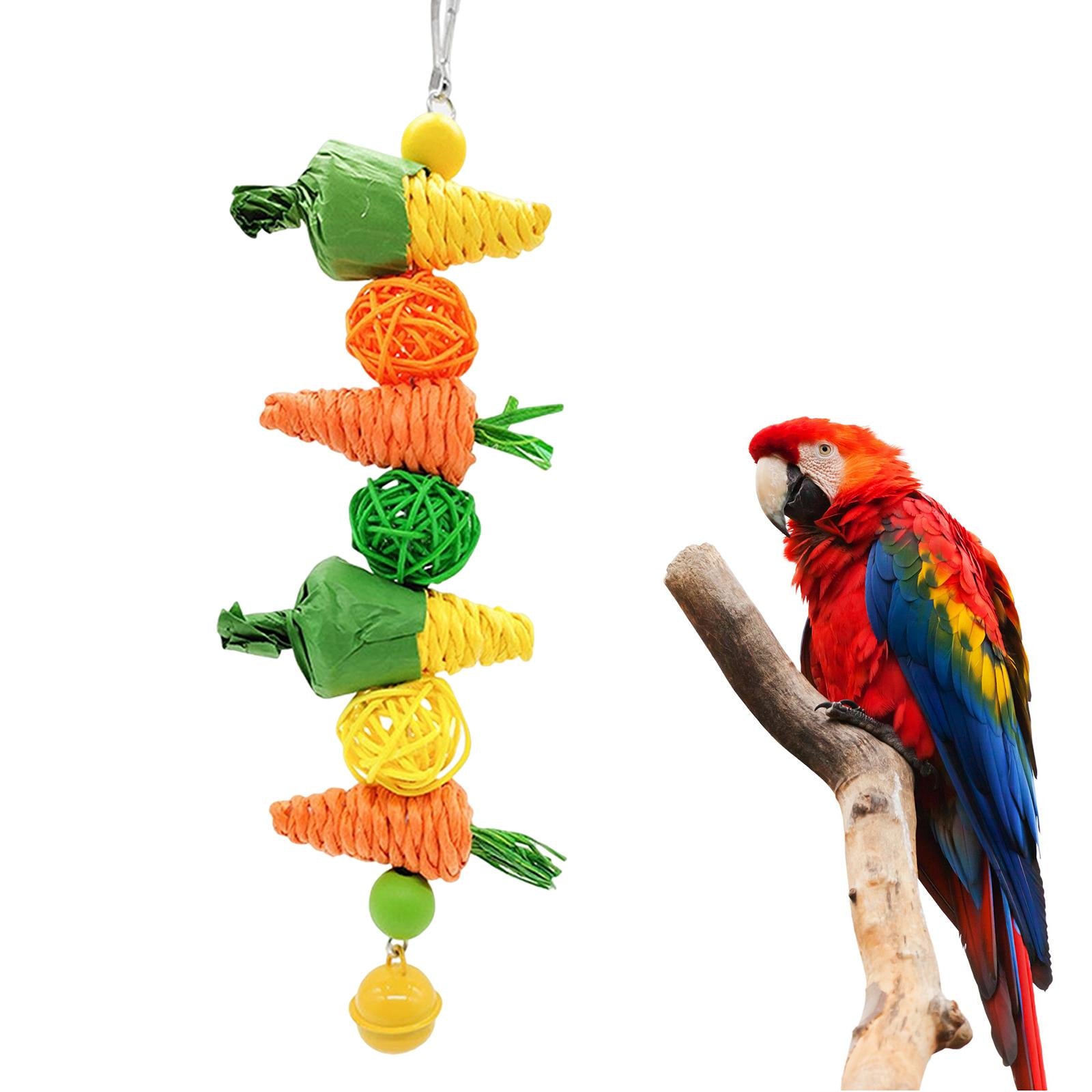 2X Birds Parrots Chewing Toys Cage Accesory with Bell Training Parrot Toys for Small to Large Birds Parrots Budgie Parakeets