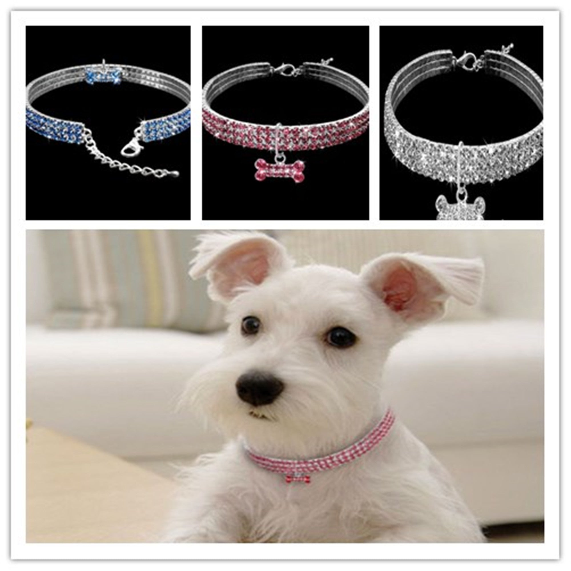 KelaJuan Animal Dog Collar，Diamond Bling Sparkly  Adjustable Collar Necklace for All Pet Dogs