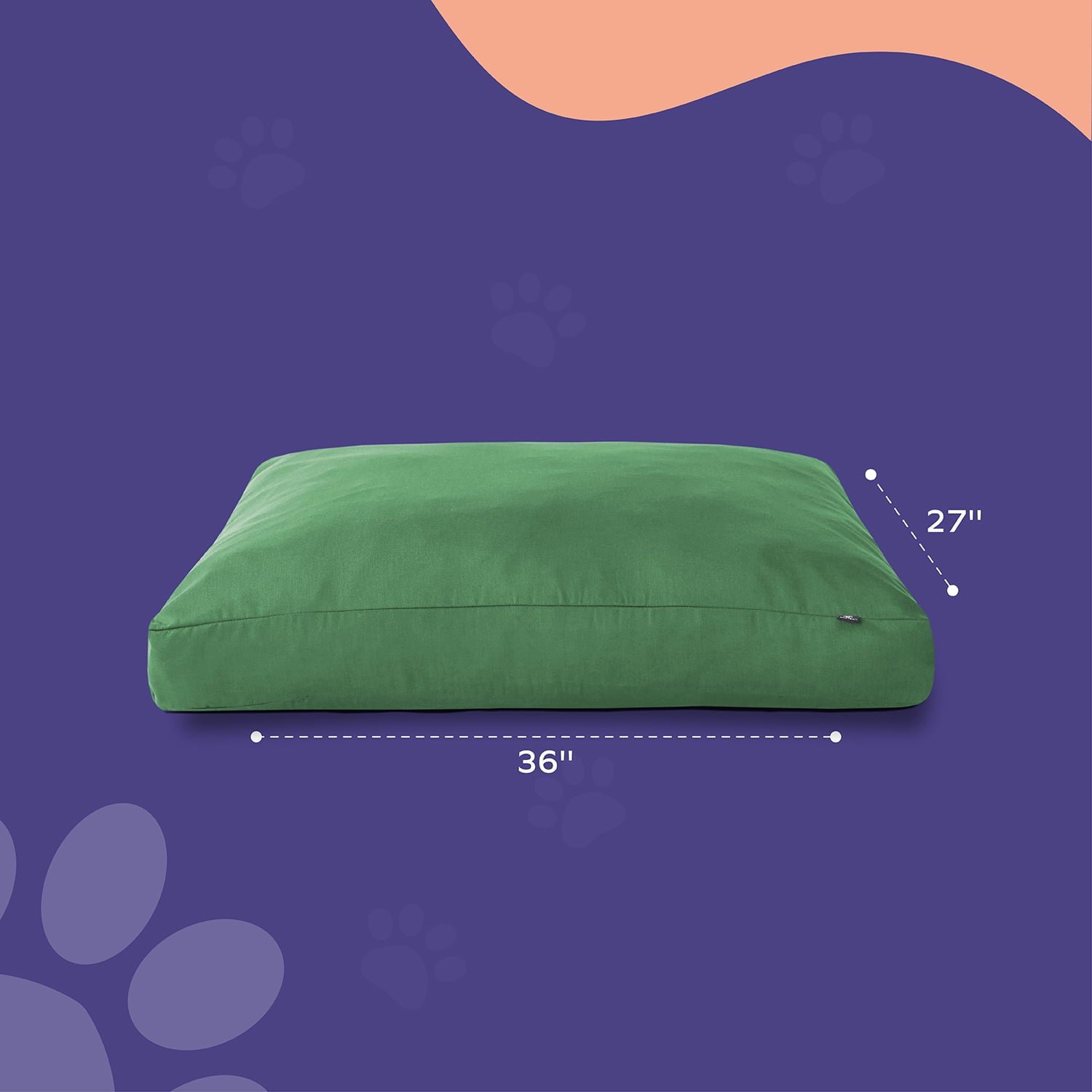 PawTex Olive Green Thick Rectangular Dog Bed Durable Pet Sleeping Cushion Dog and Cat Beds with Removable Washable Cover 27x36
