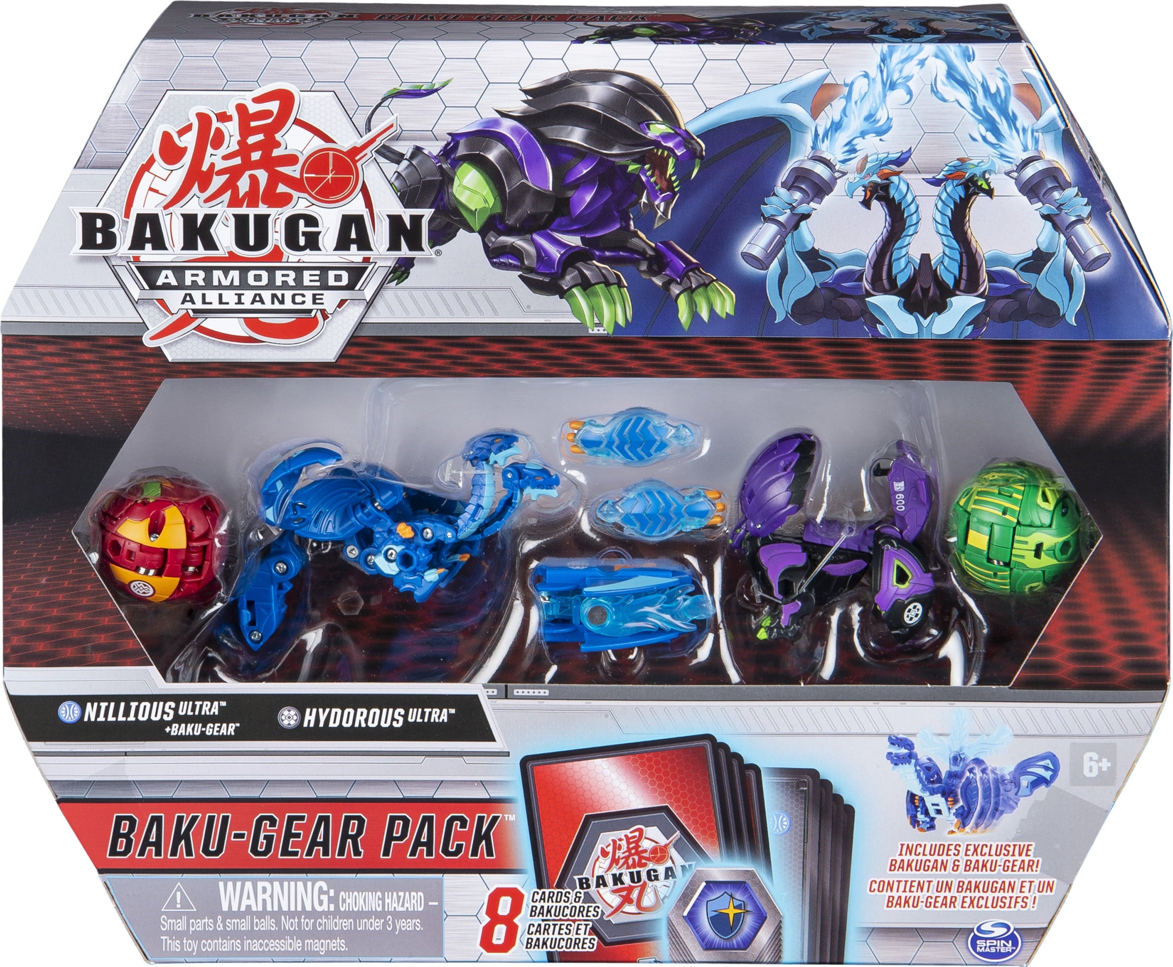 Bakugan Baku-Gear 4-Pack， Nillious Ultra with Baku-Gear and Hydorous Ultra， Collectible Action Figures