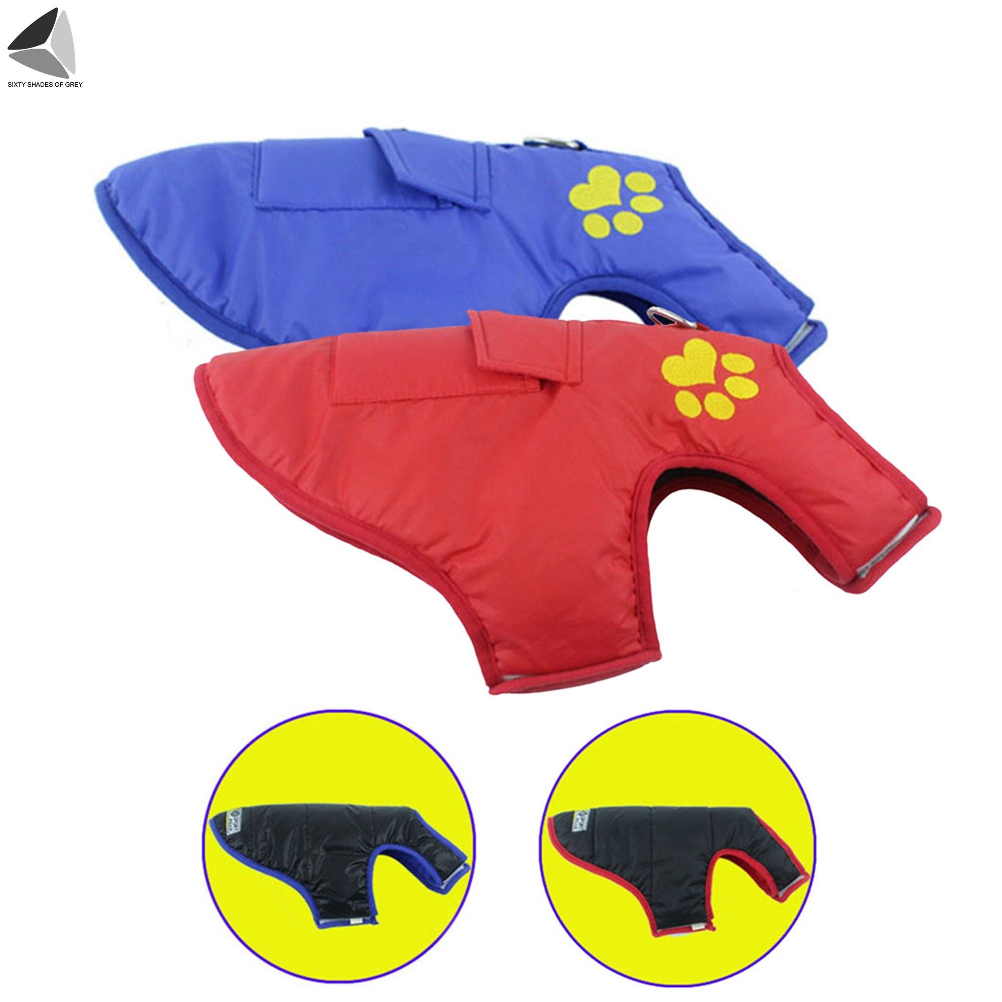 Sixtyshades Winter Windproof Dog Coats Double Sided Waterproof Padded Dog Warm Jackets for Small Medium Large Dogs (L， Red)