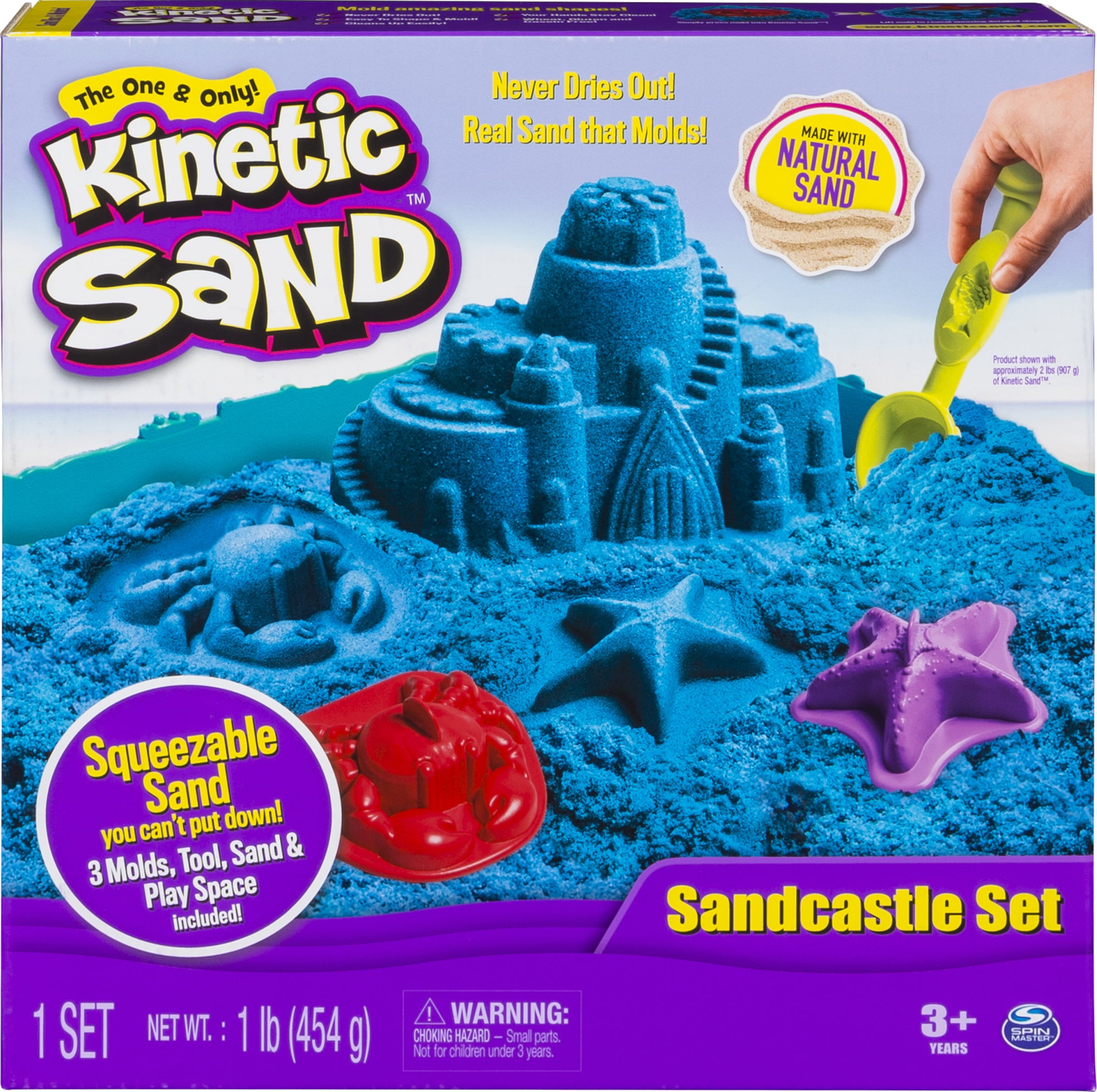 Kinetic Sand Sandcastle Set with 1lb of Kinetic Sand and Tools and Molds (Color May Vary)